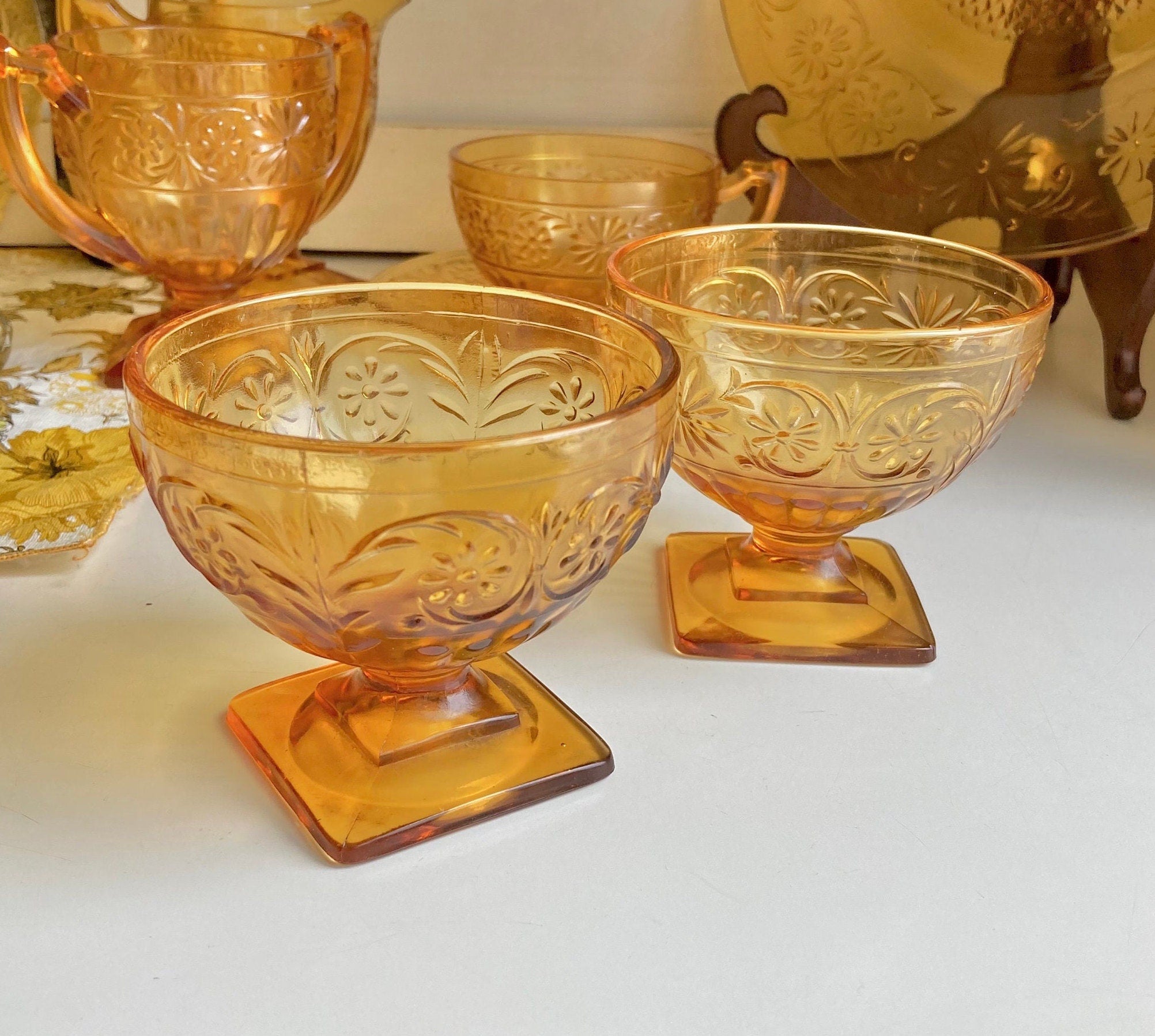 Vintage Indiana Glass Co. Daisy Amber Dishes - Choose from various options