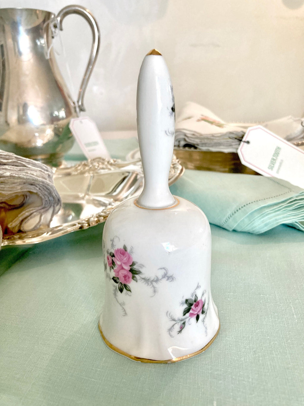 Vintage Fine Bone China Bell - Hammersley "Princess House" - Pink Roses