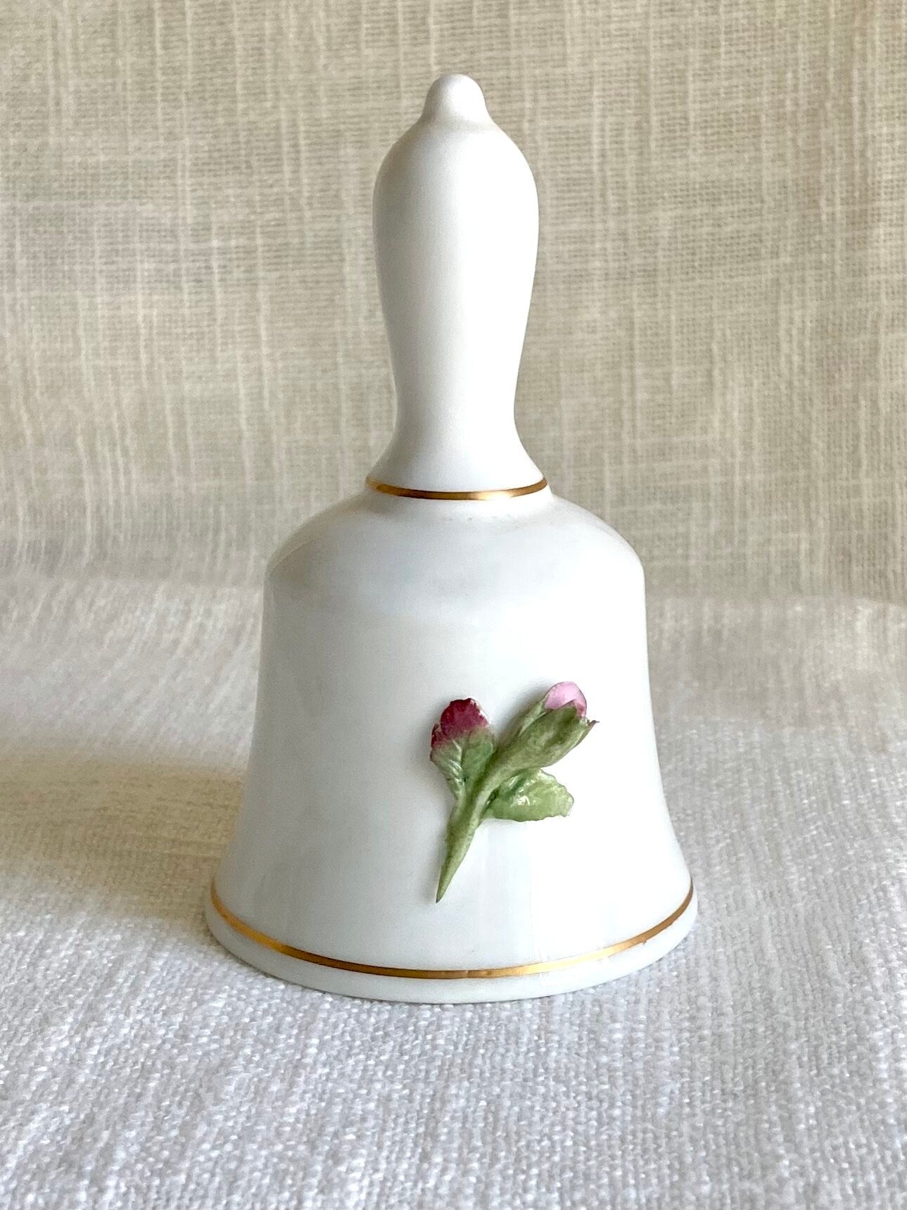 Vintage Coalport Bone China Bell: Applied Porcelain Flowers, England