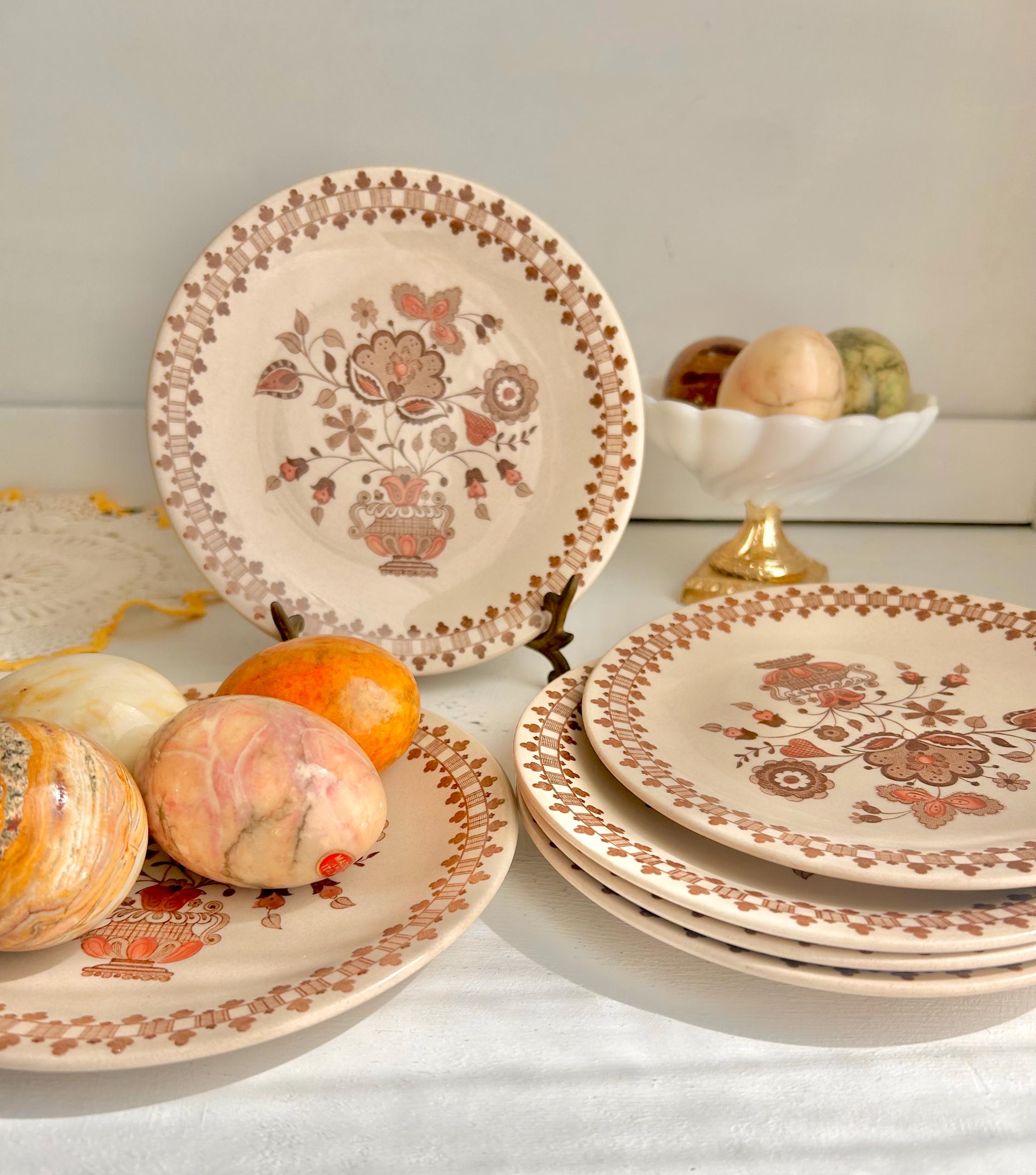 Vintage Johnson Bros Jamestown Side Plates: Cottage Folkloric Set of 6