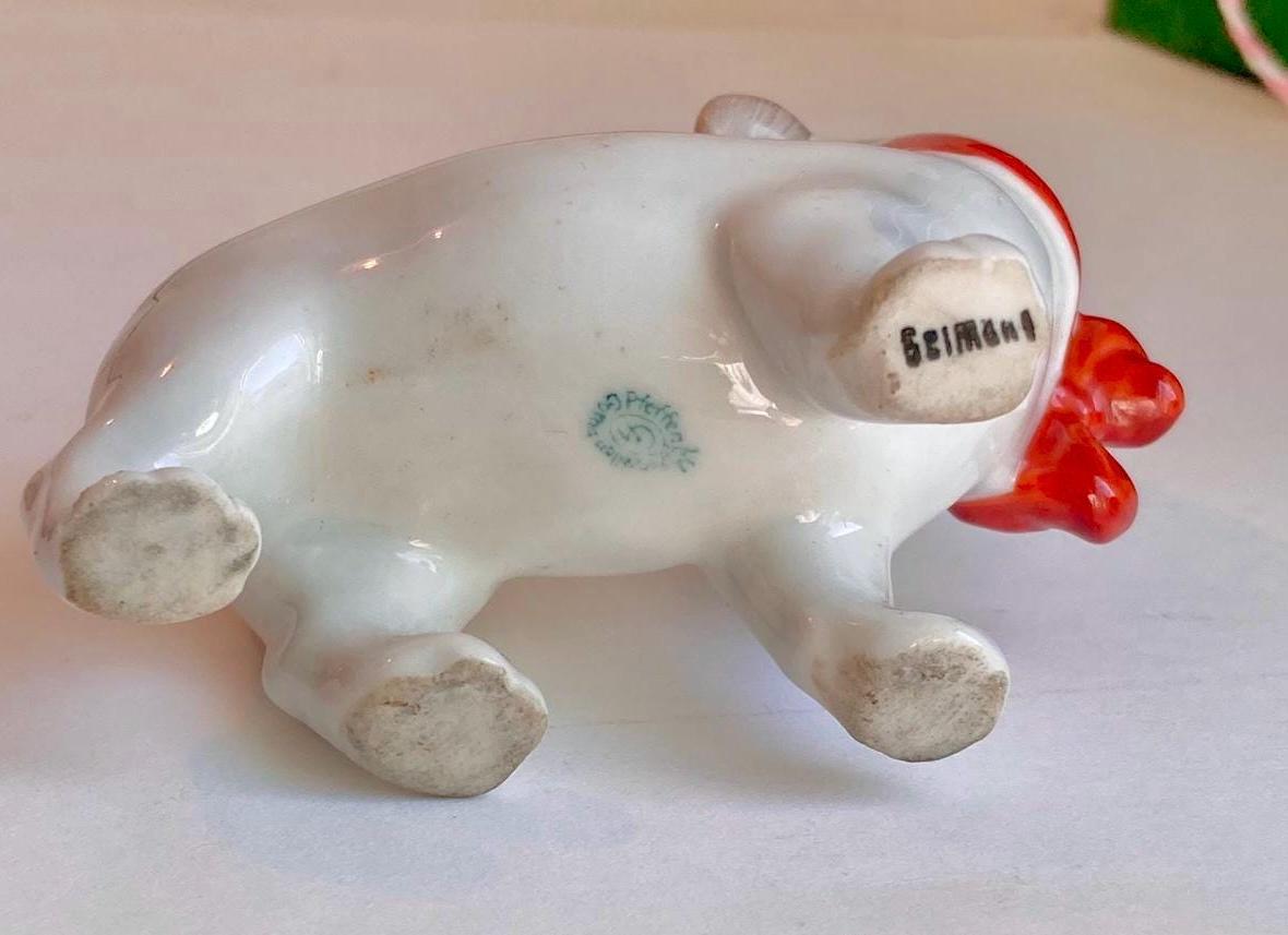 Vintage Bonzo Dog Figurine: Hand-Painted Porcelain, Pfeffer Gothe Germany, 1930s