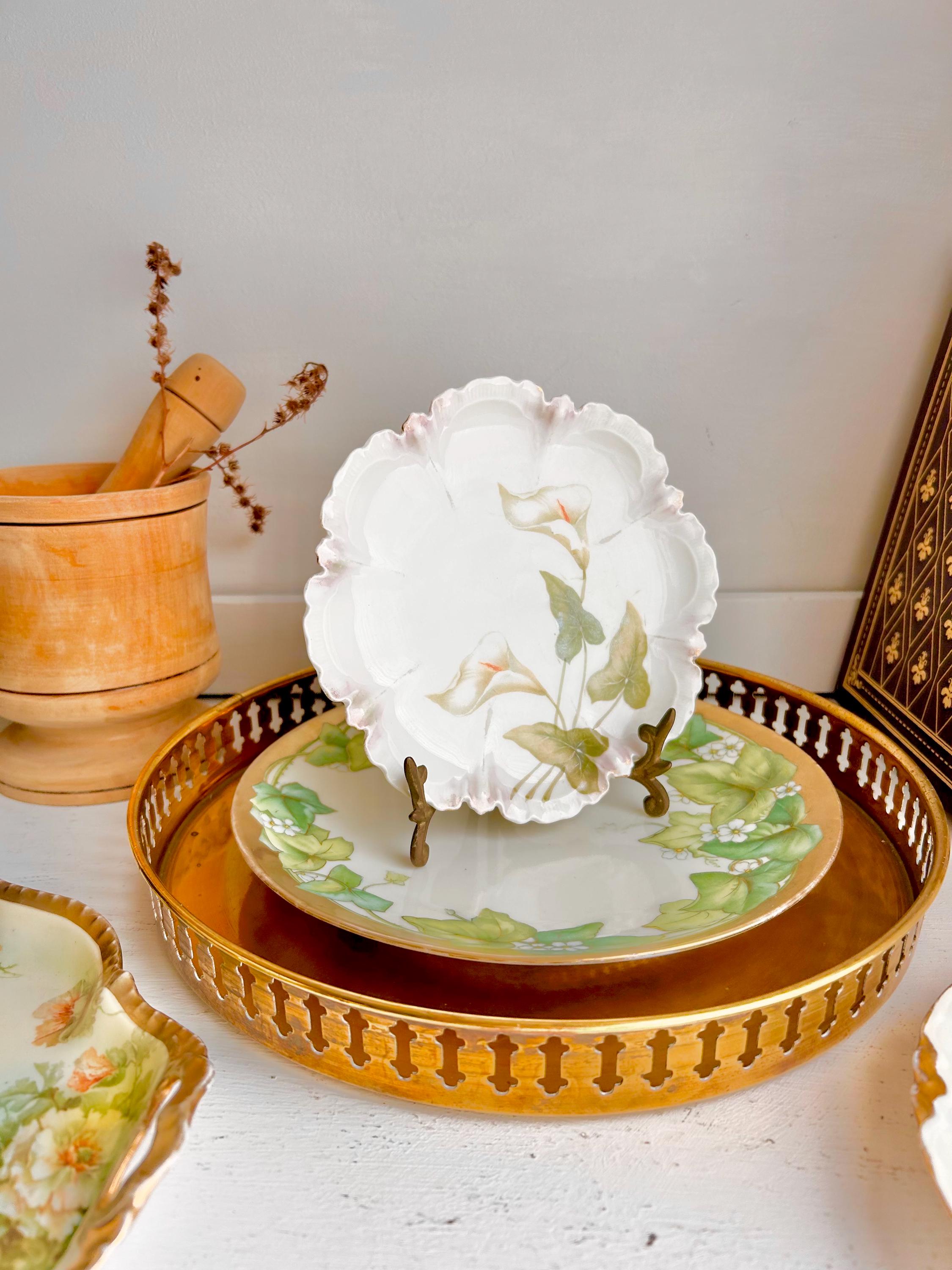 Vintage Reinhold Schlegelmilch Porcelain Bread Plate: Calla Lily Pattern, Germany