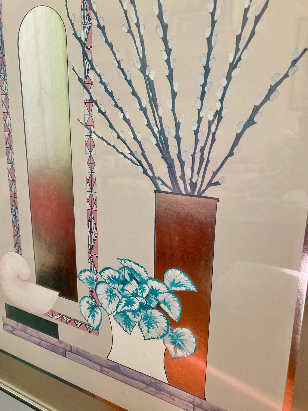 Vintage 1980s Framed Art: Deco Revival Still Life Print