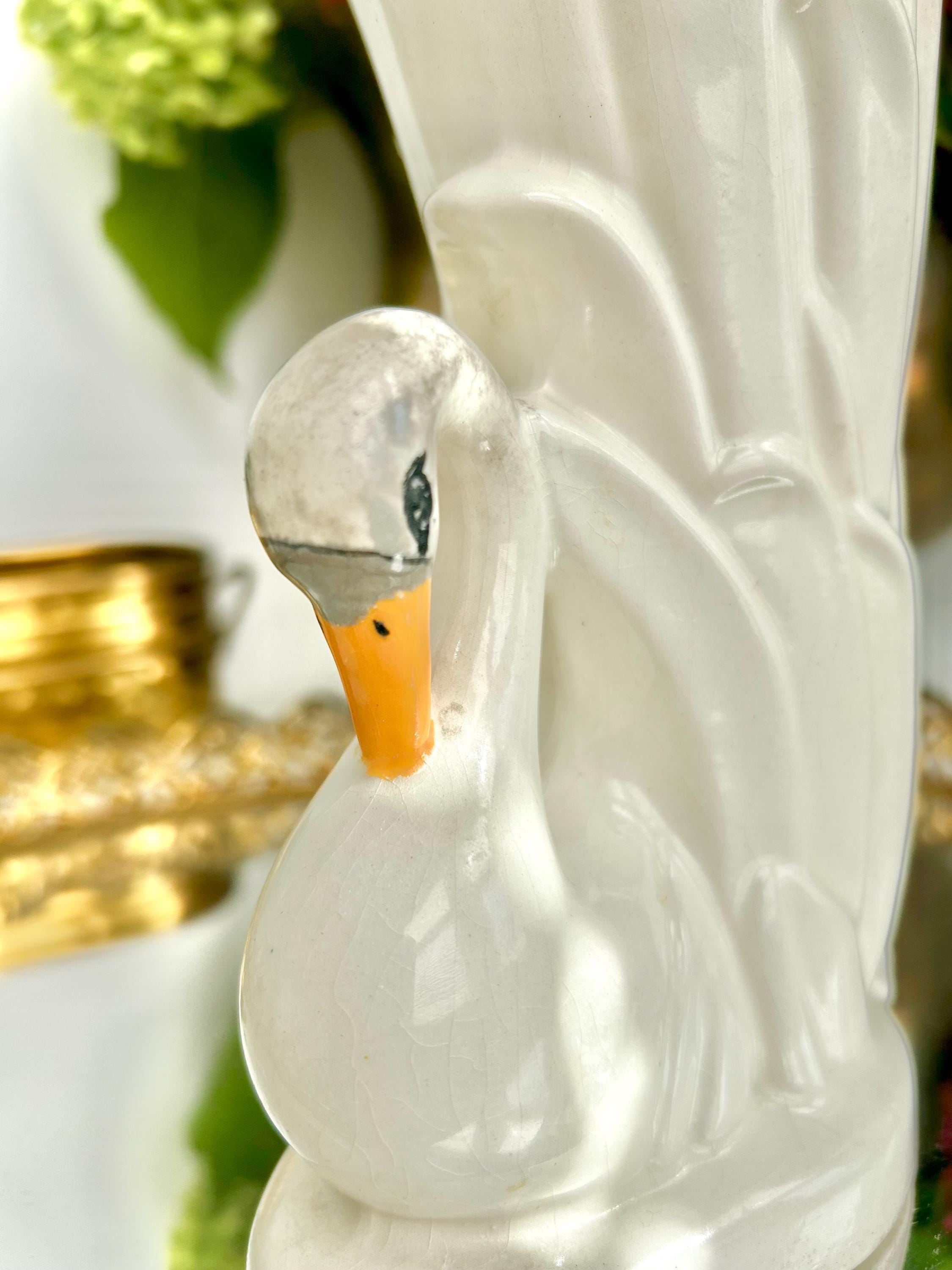 Vintage Ceramic Swan Vase by Stephen F. Austin
