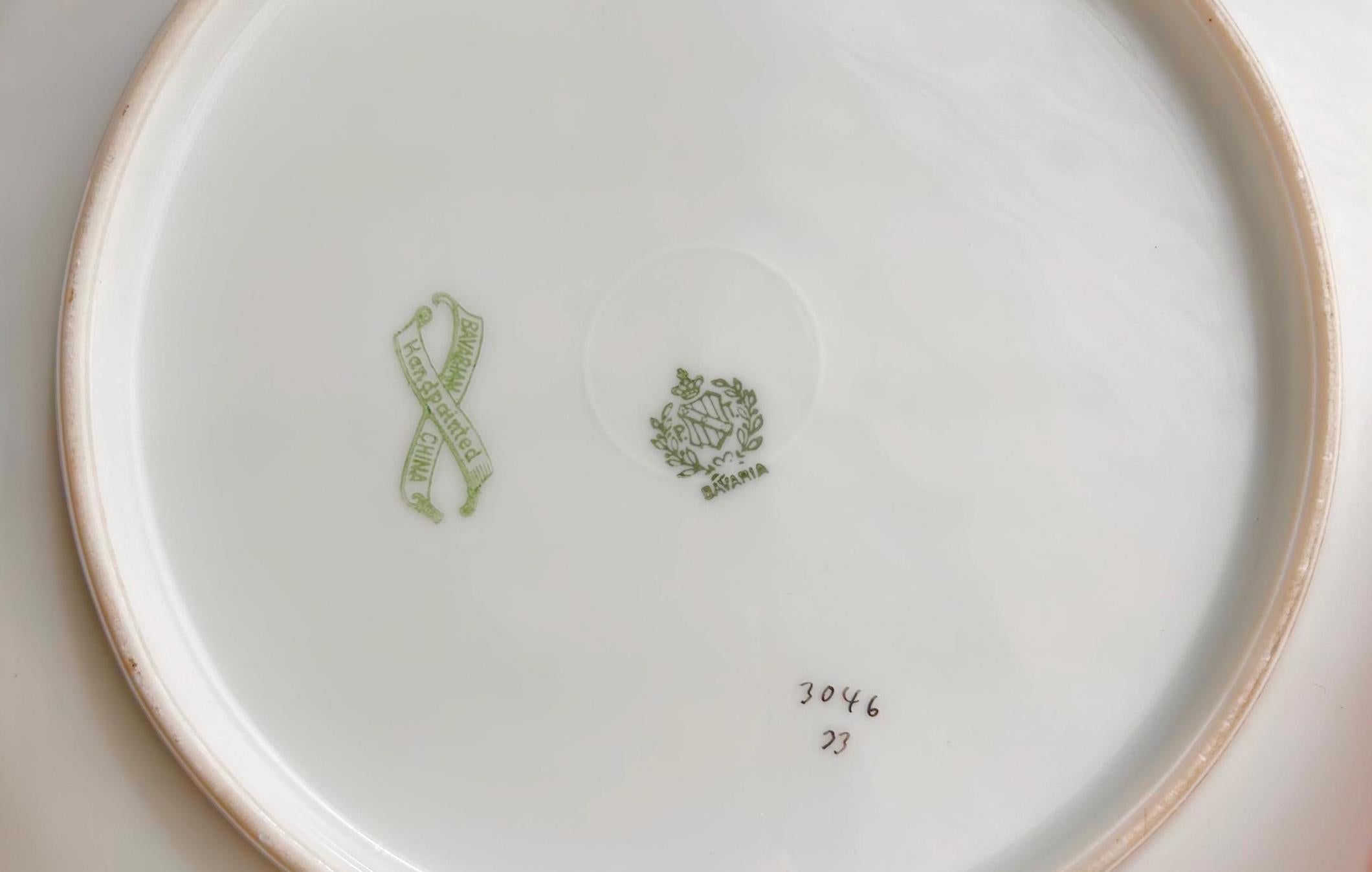 Vintage P.T. Bavaria Porcelain Plate: Hand Painted Ivy & Gold Trim (8.5")
