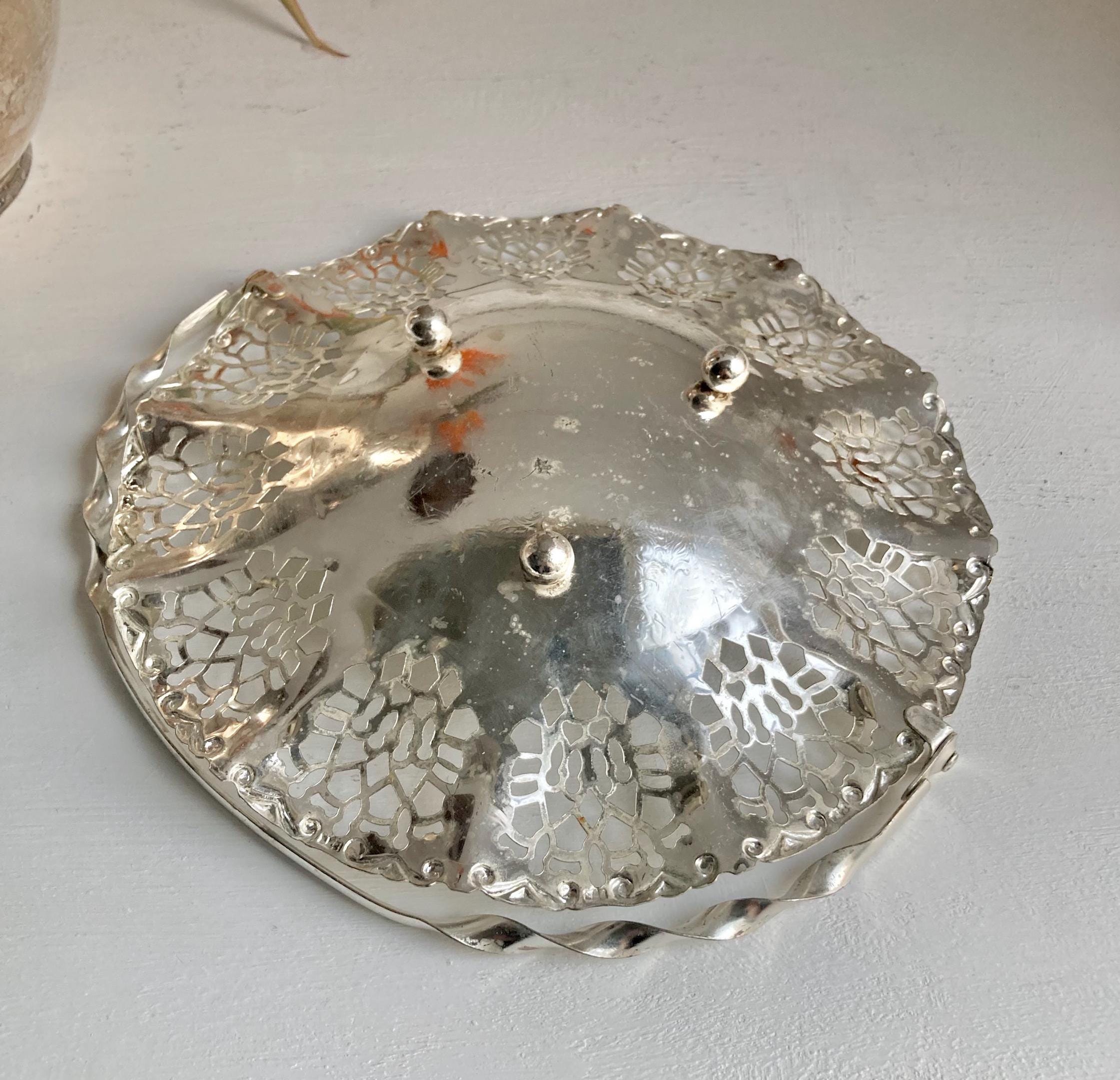 Vintage Silver-Plated Candy Dish: EPNS Ornate Serving Tray, Made in England