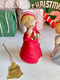 Vintage JASCO Bisque Bell Figurines: Sleepy Girl & Bashful Angel, 1978 Taiwan