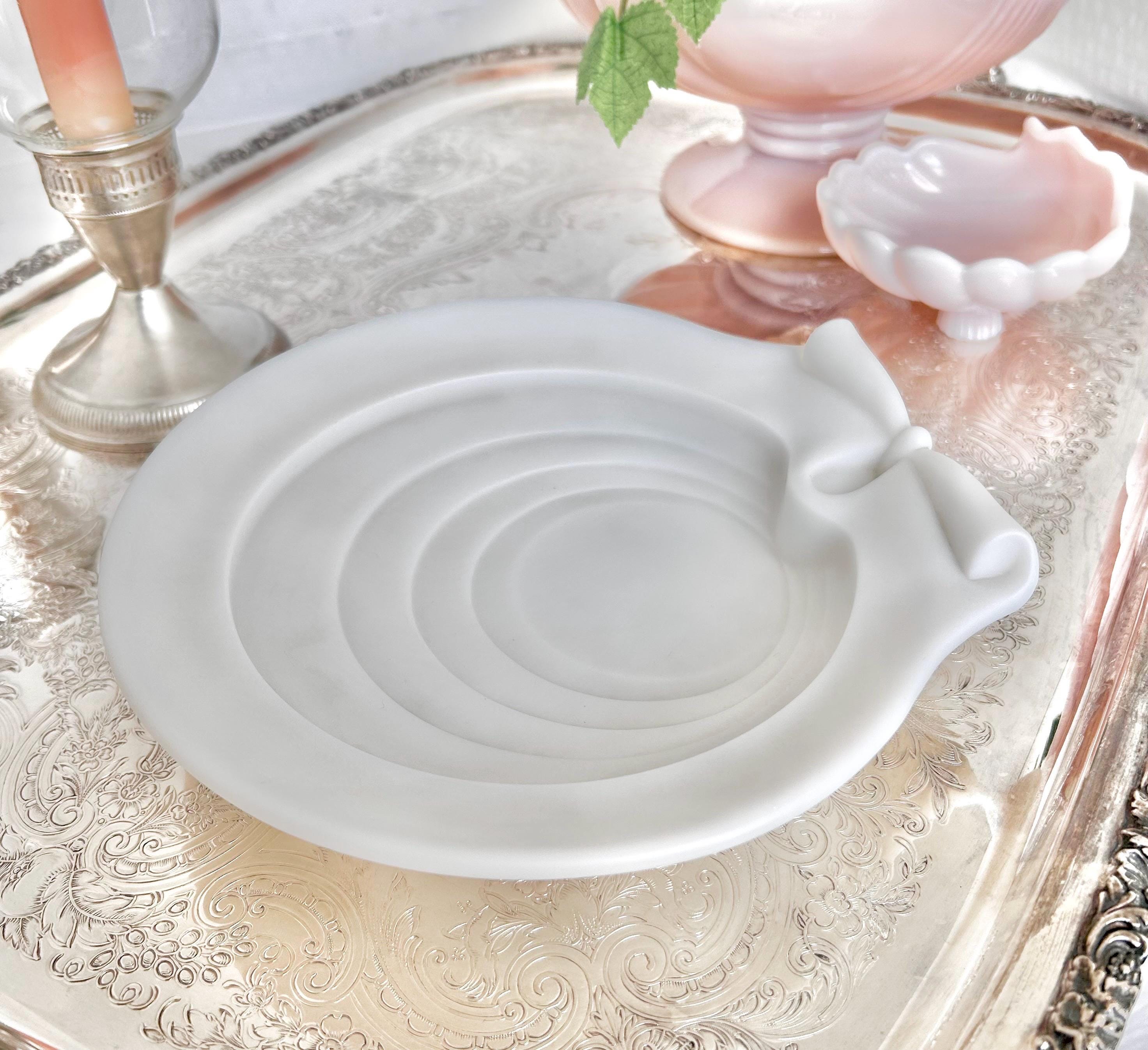Antique French Opaline Glass Welled Seashell Dish