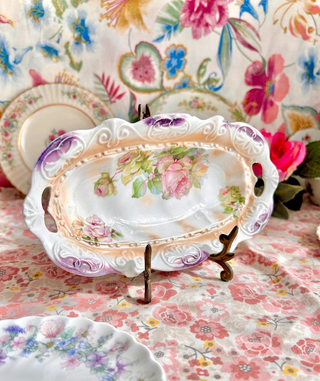 Vintage Floral Porcelain Small Plates: Fine China Dishes, Various Makers