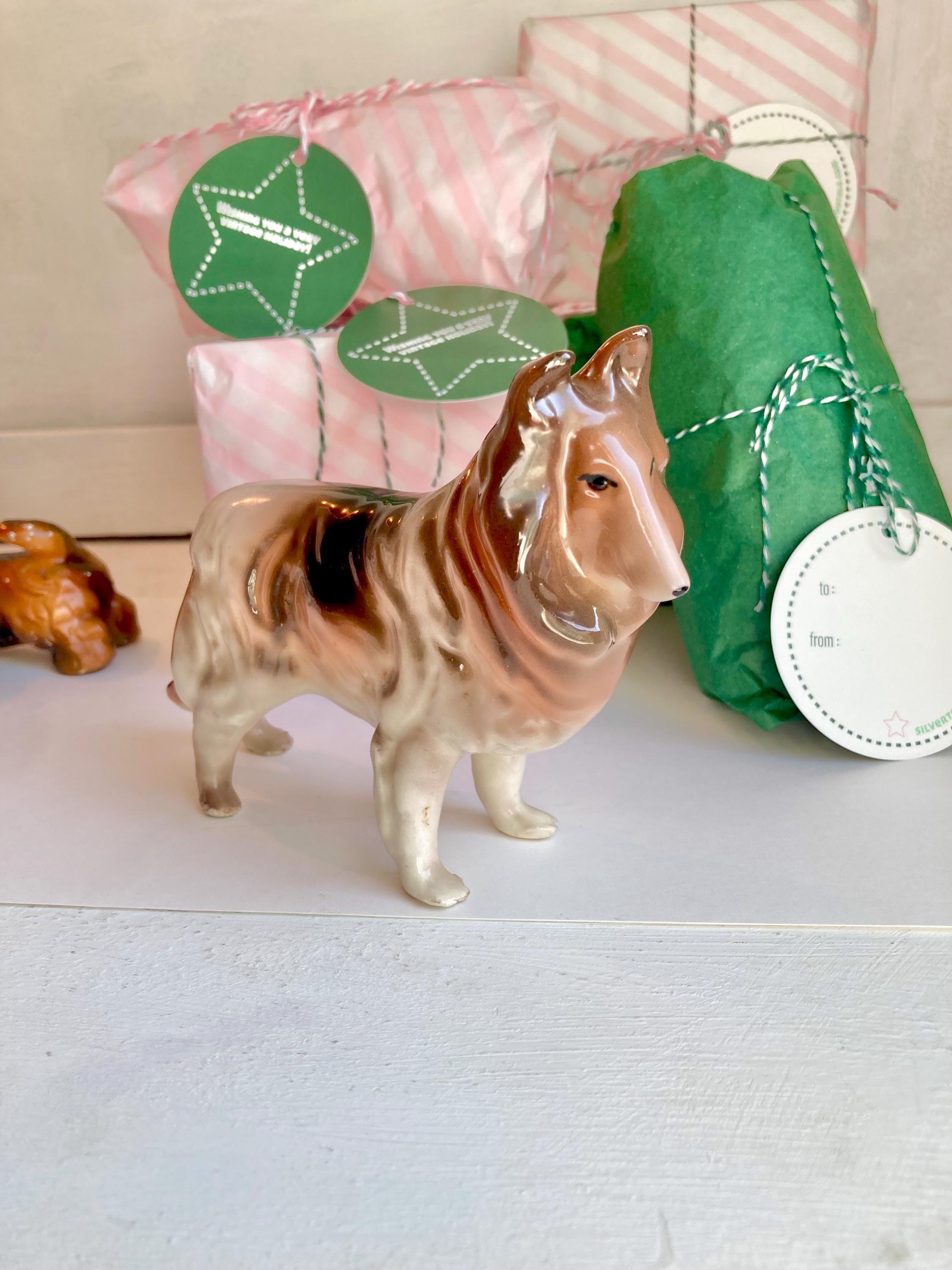 Vintage Collie Figurine - Hand Painted Doggie Statuette