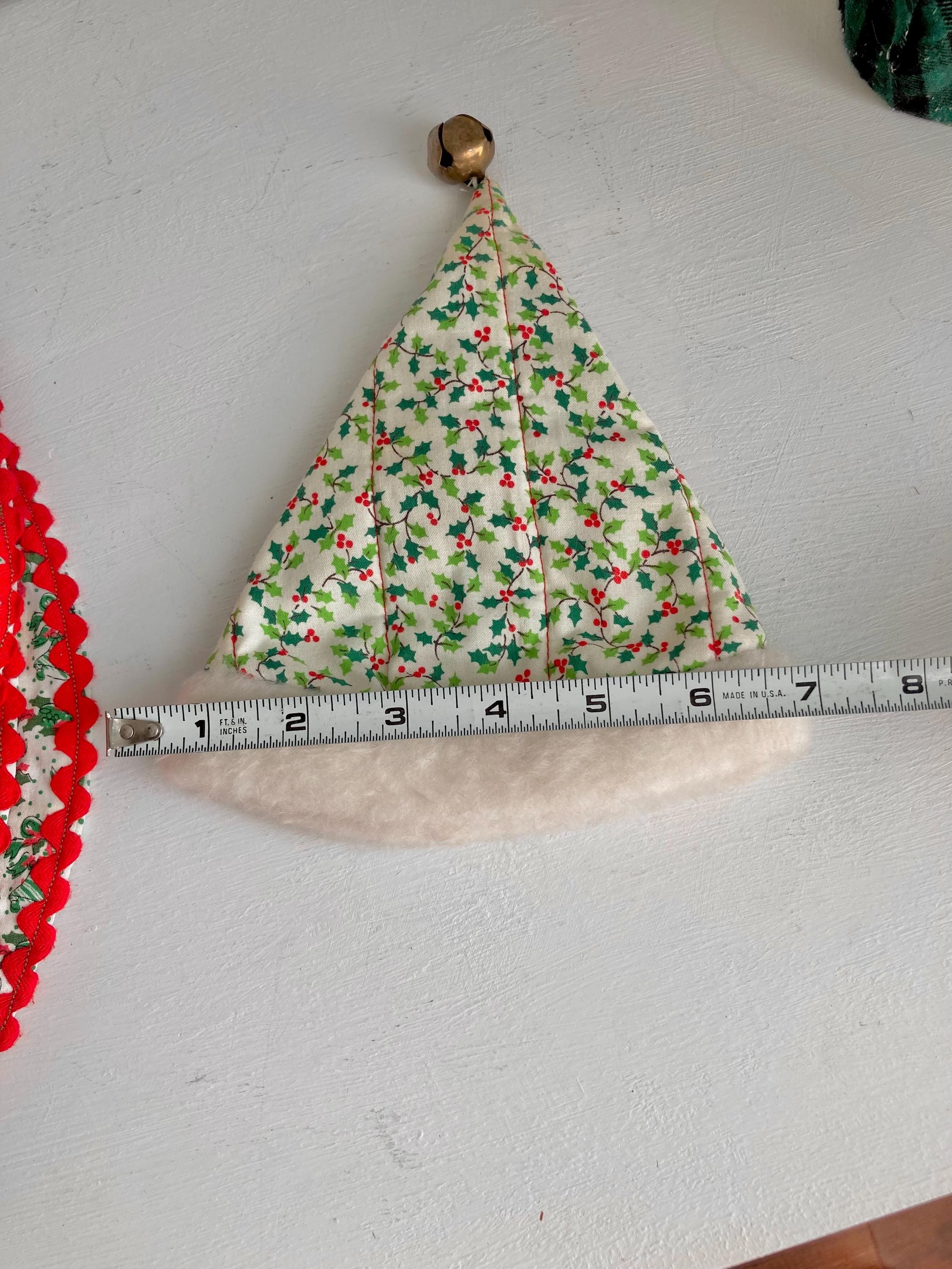 Vintage Mini Quilted Christmas Cap: Faux Fur Lined Santa Hat with Brass Bell
