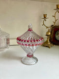 Vintage Westmoreland Ruby Flashed Swirl Candy Dish with Lid