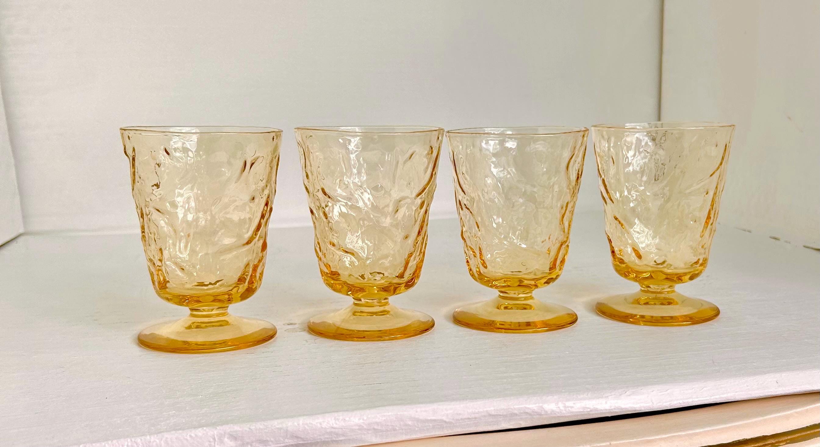 Vintage Bryce El Rancho Gold Textured Juice Glasses - Mid Century Set of 4