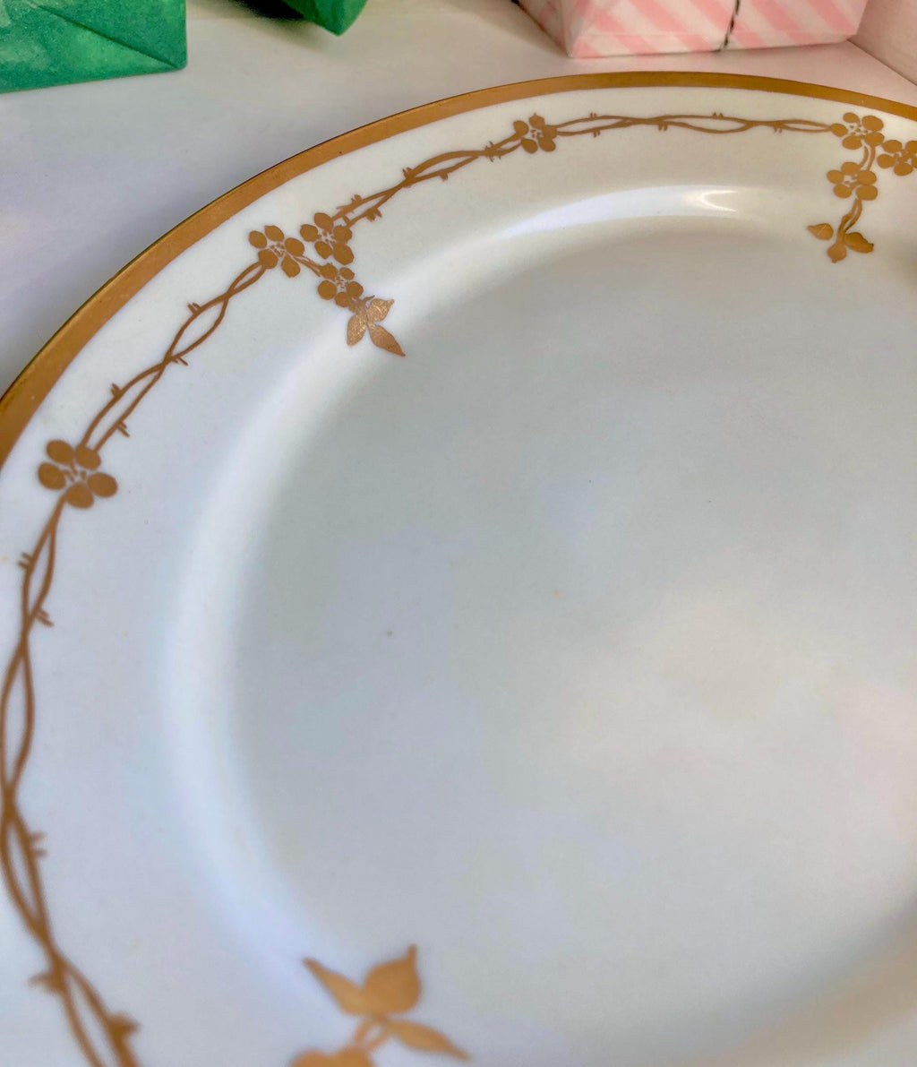 Vintage Rosenthal Bavarian China Platter: Gold Rose Garland Trim
