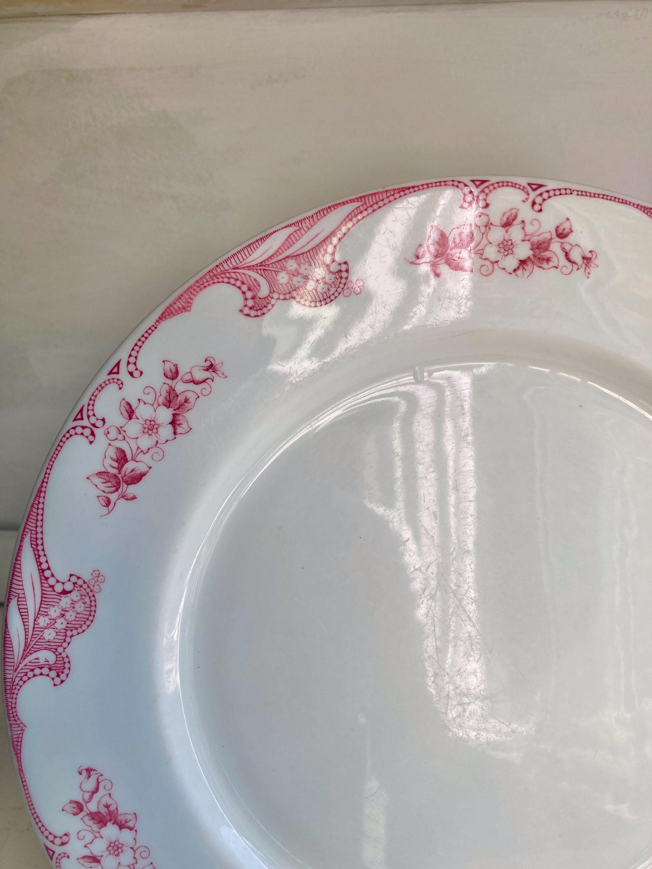1950s Shenango China Platter: Vintage Inca Ware Pink Floral Rim (11-inch)