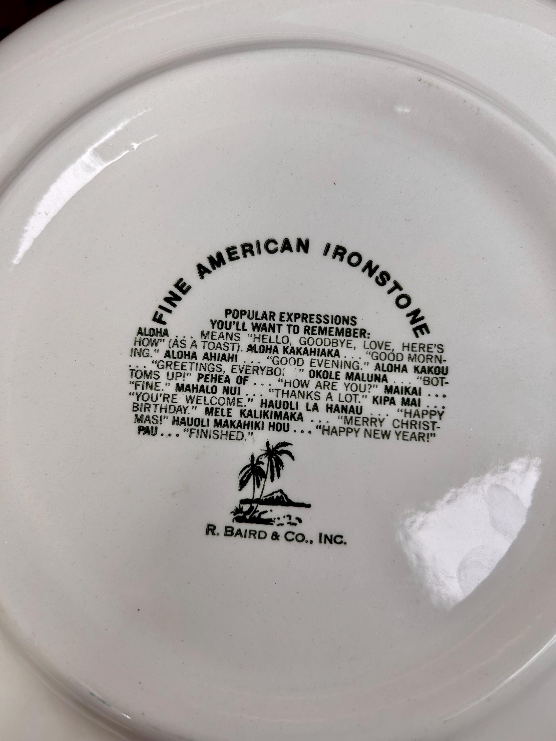 Vintage Hawaii Souvenir Plate: Navy Blue & White American Ironstone