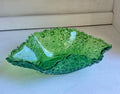 Vintage Emerald Green Daisy & Button Bowl: Ruffled Sawtooth Rim, 12"