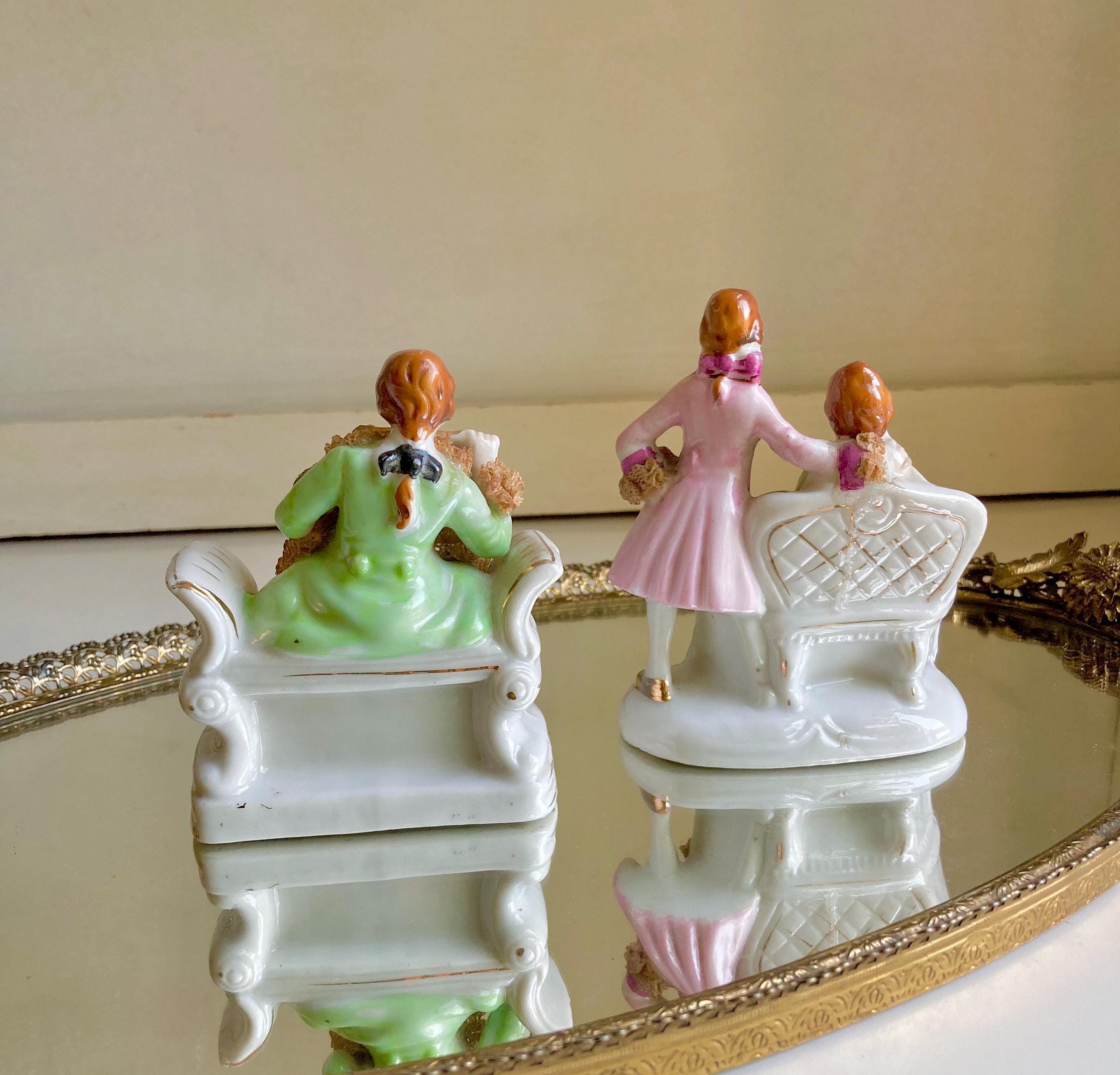 Vintage Victorian Dresden Lace Style Porcelain Figurines Royal Japan: Choose from 2