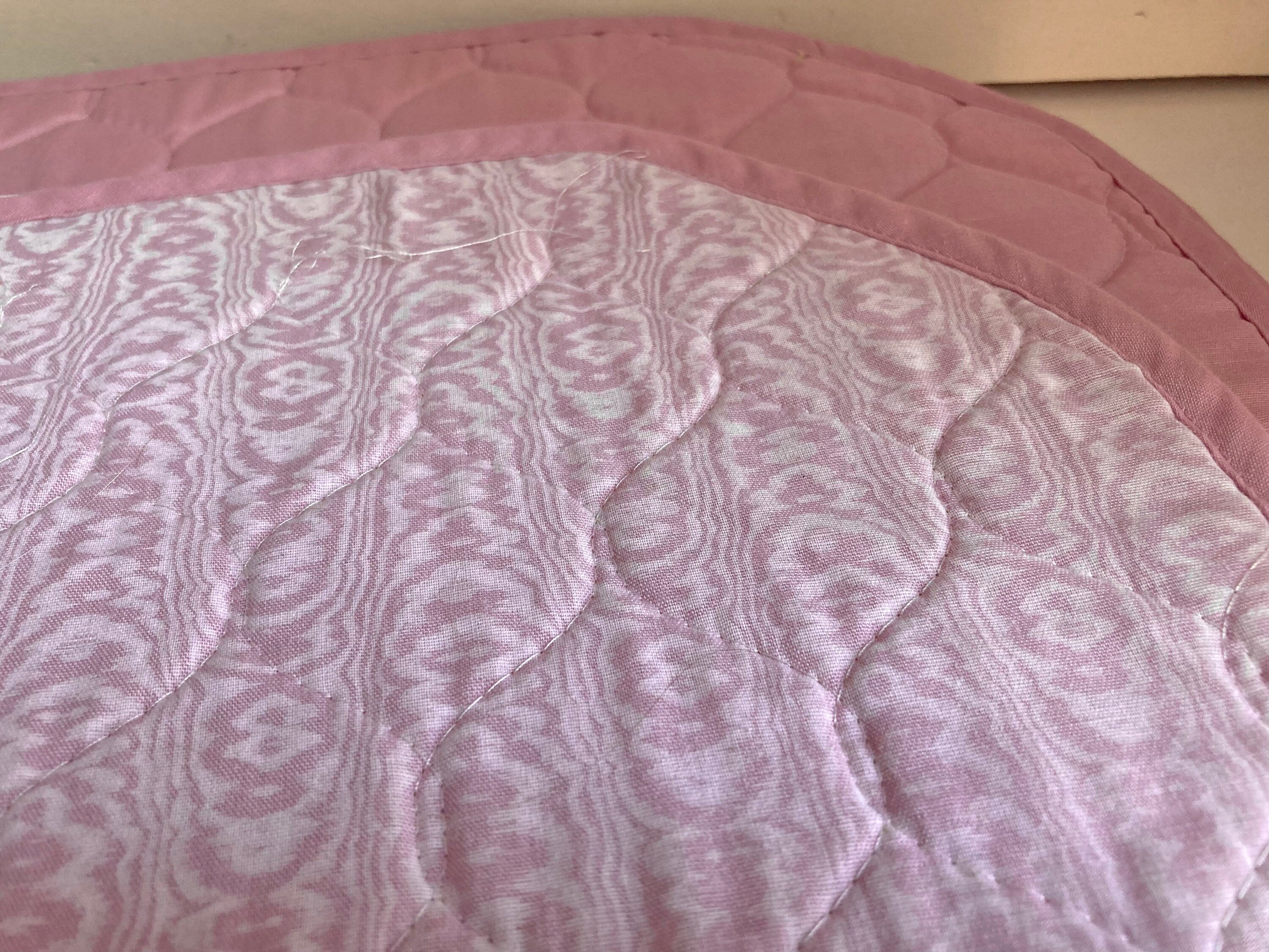 Vintage Quilted Placemat & Napkin Set: 1980s Dusty Rose Table Linens