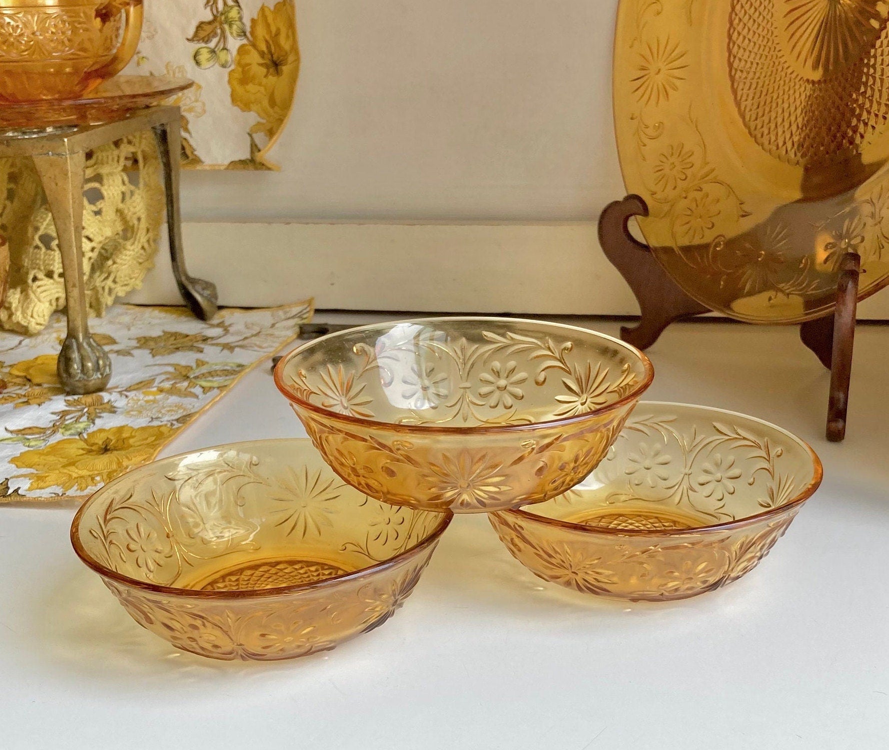 Vintage Indiana Glass Co. Daisy Amber Dishes - Choose from various options