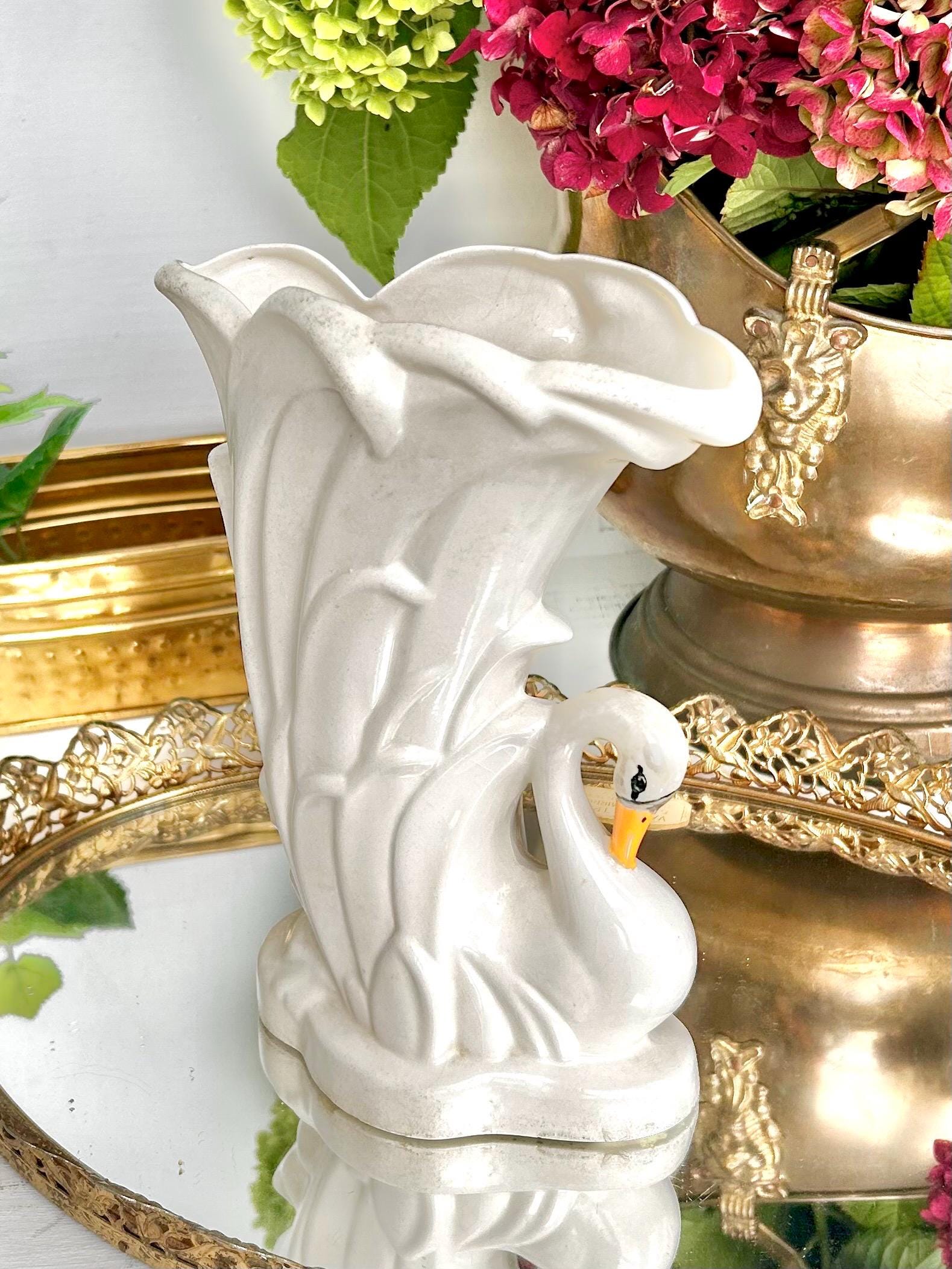 Vintage Ceramic Swan Vase by Stephen F. Austin