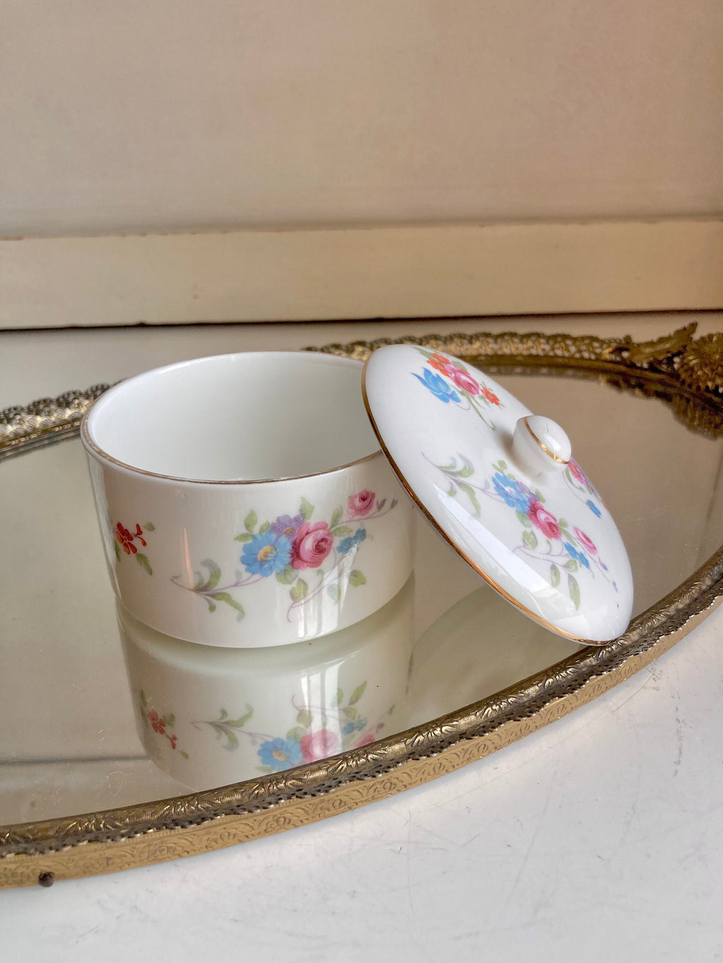 Vintage Hammersley & Co Bone China Floral Lidded Canister - made in England