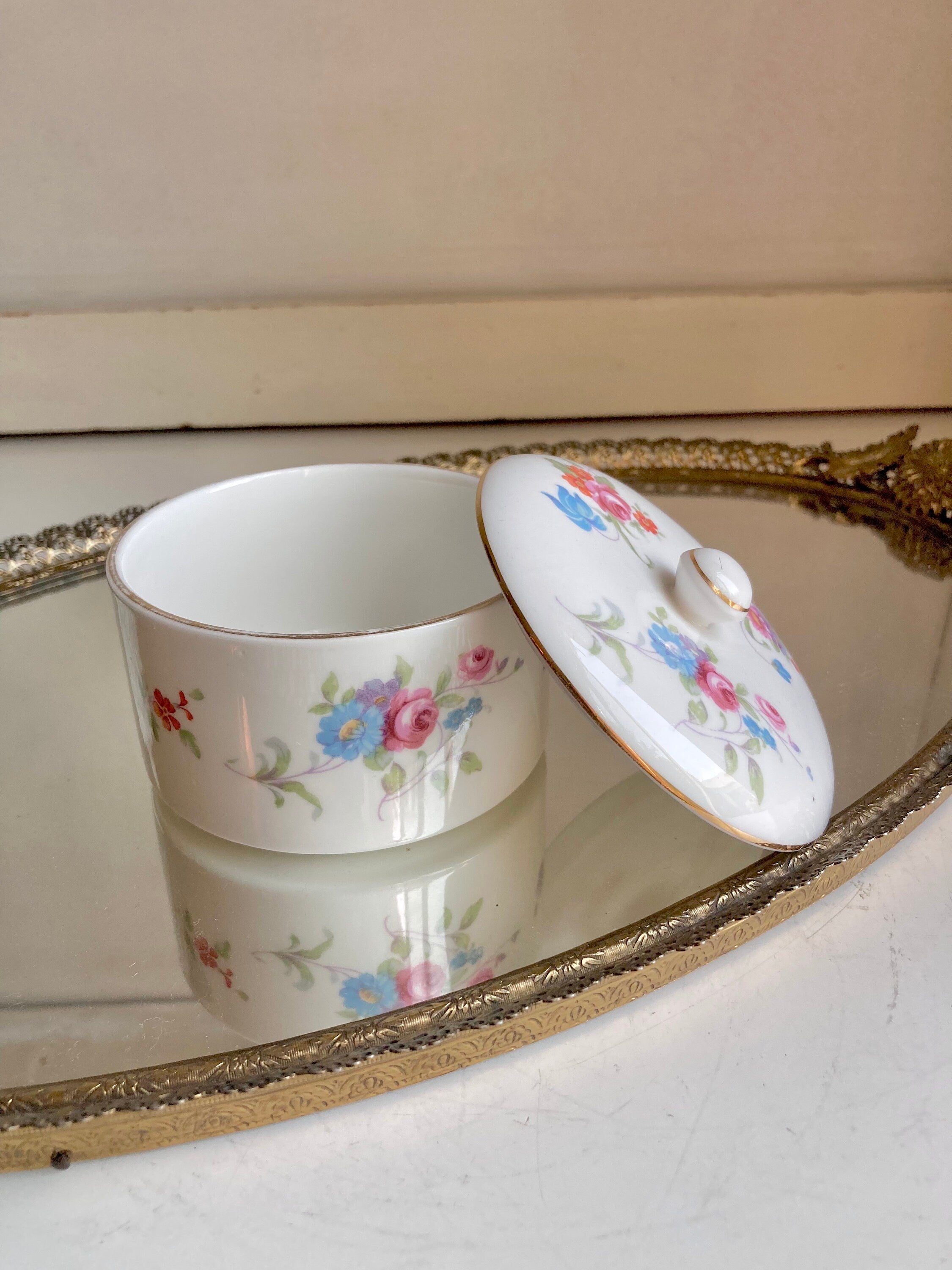 Vintage Hammersley & Co Bone China Floral Lidded Canister - made in England