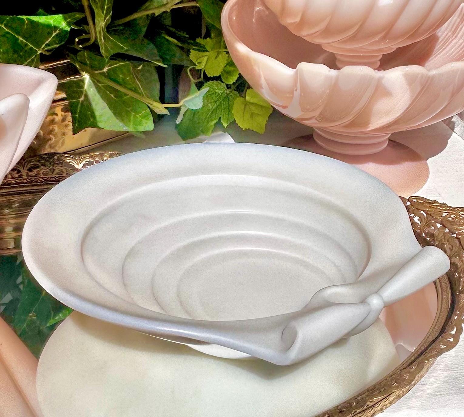 Antique French Opaline Glass Welled Seashell Dish