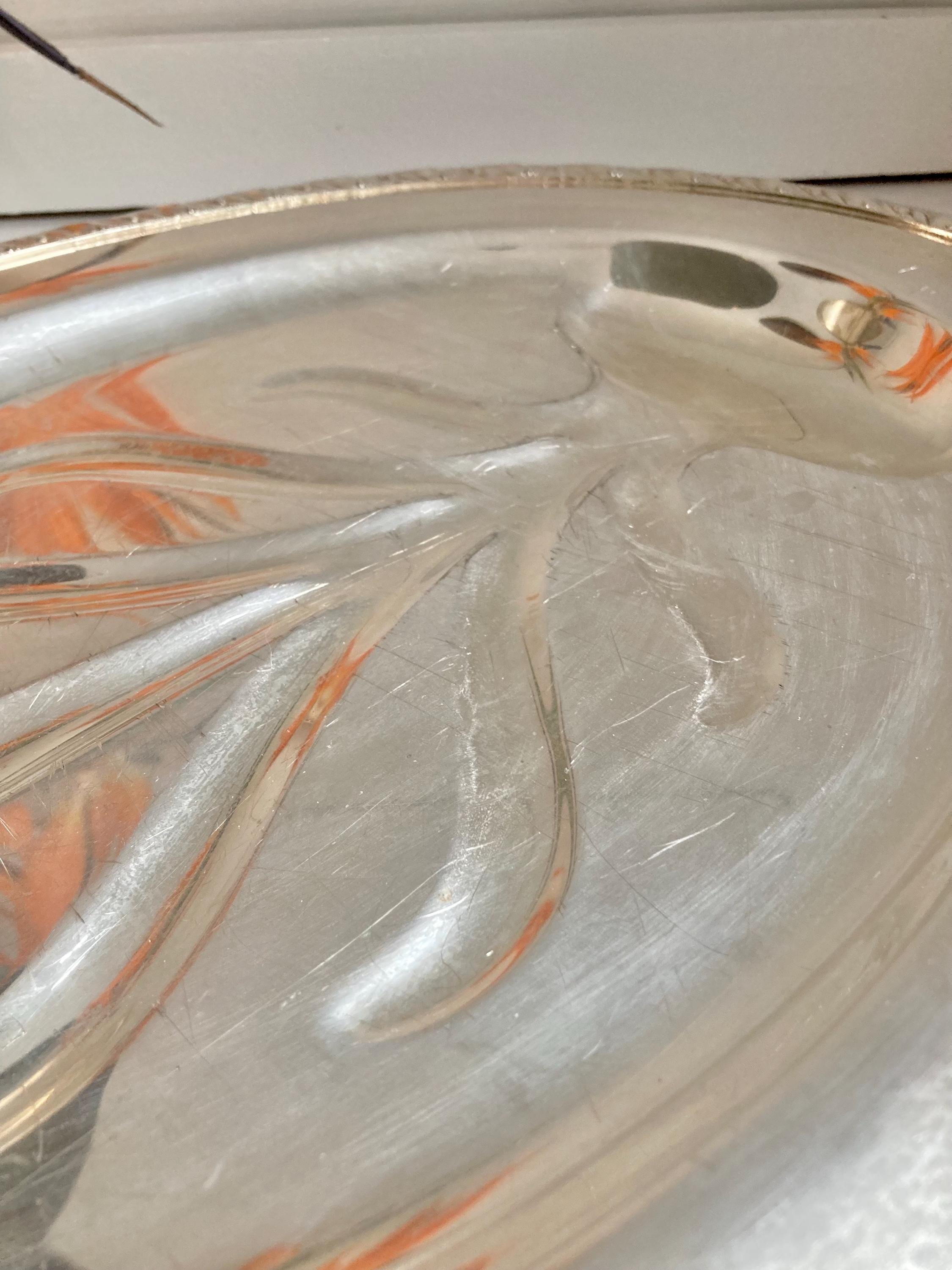 Vintage Oneida Silver-Plated Meat Platter – Baroque Rim, Art Deco Feet