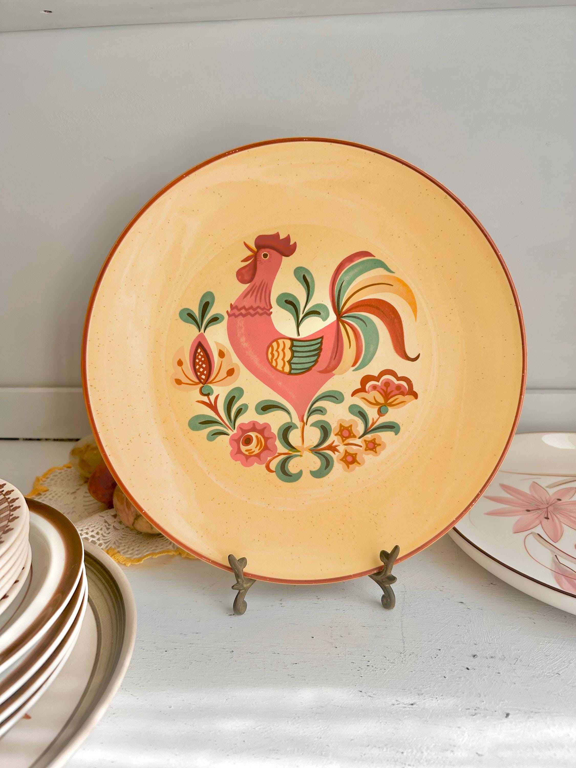 Vintage Taylor Smith & Taylor Rooster Plate: Cottage Farm Reveille Earthenware