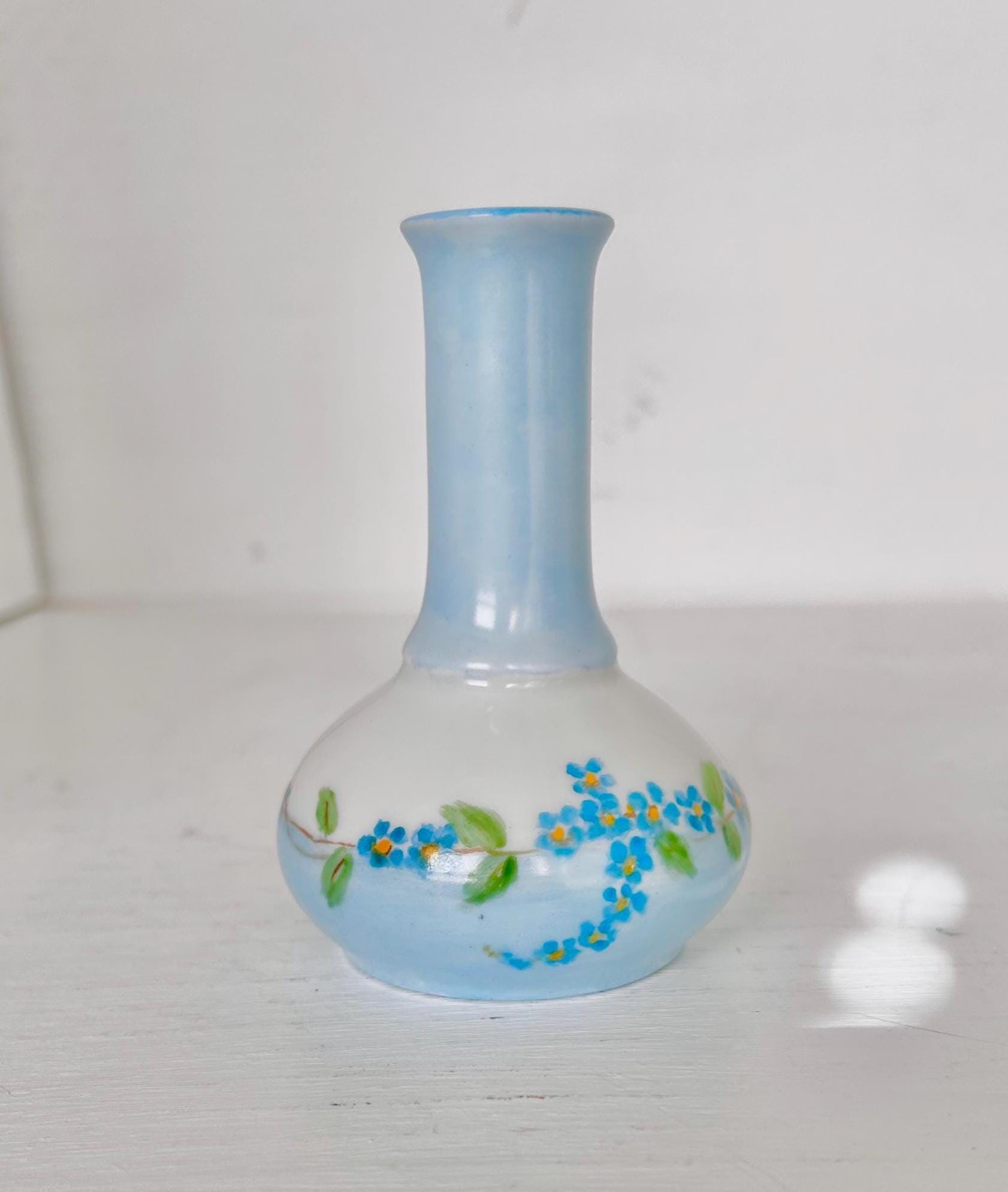 Antique Bud Vase with Handpainted Blue Forget-me-nots by Oscar & Edgar Gutherz, Austria
