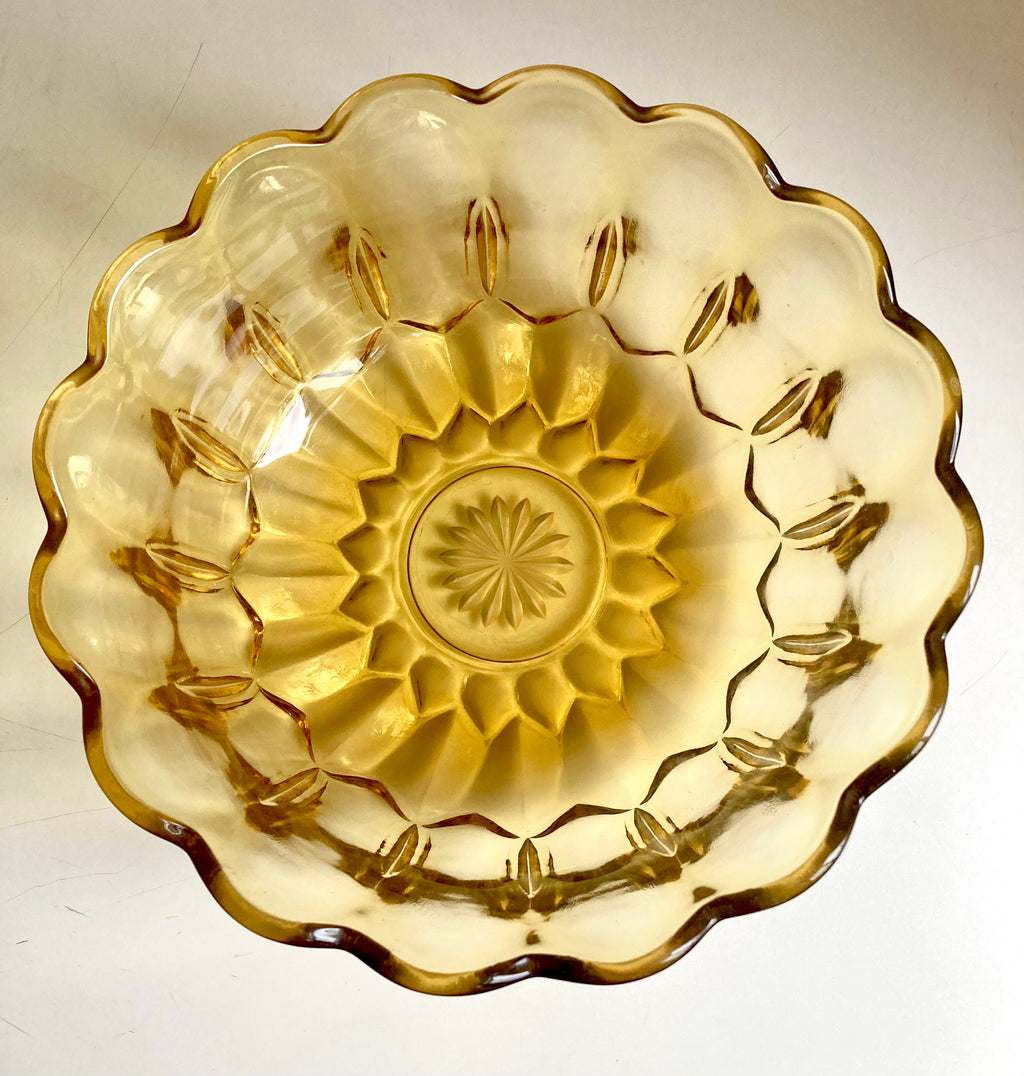 Vintage Anchor Hocking Amber Glass Bowl: 1970s Fairfield Design