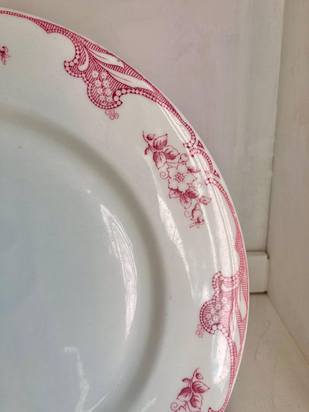 1950s Shenango China Platter: Vintage Inca Ware Pink Floral Rim (11-inch)