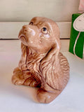Vintage Spaniel Dog Figurine - Large Hand Painted Seated Ceramic Cocker Spaniel