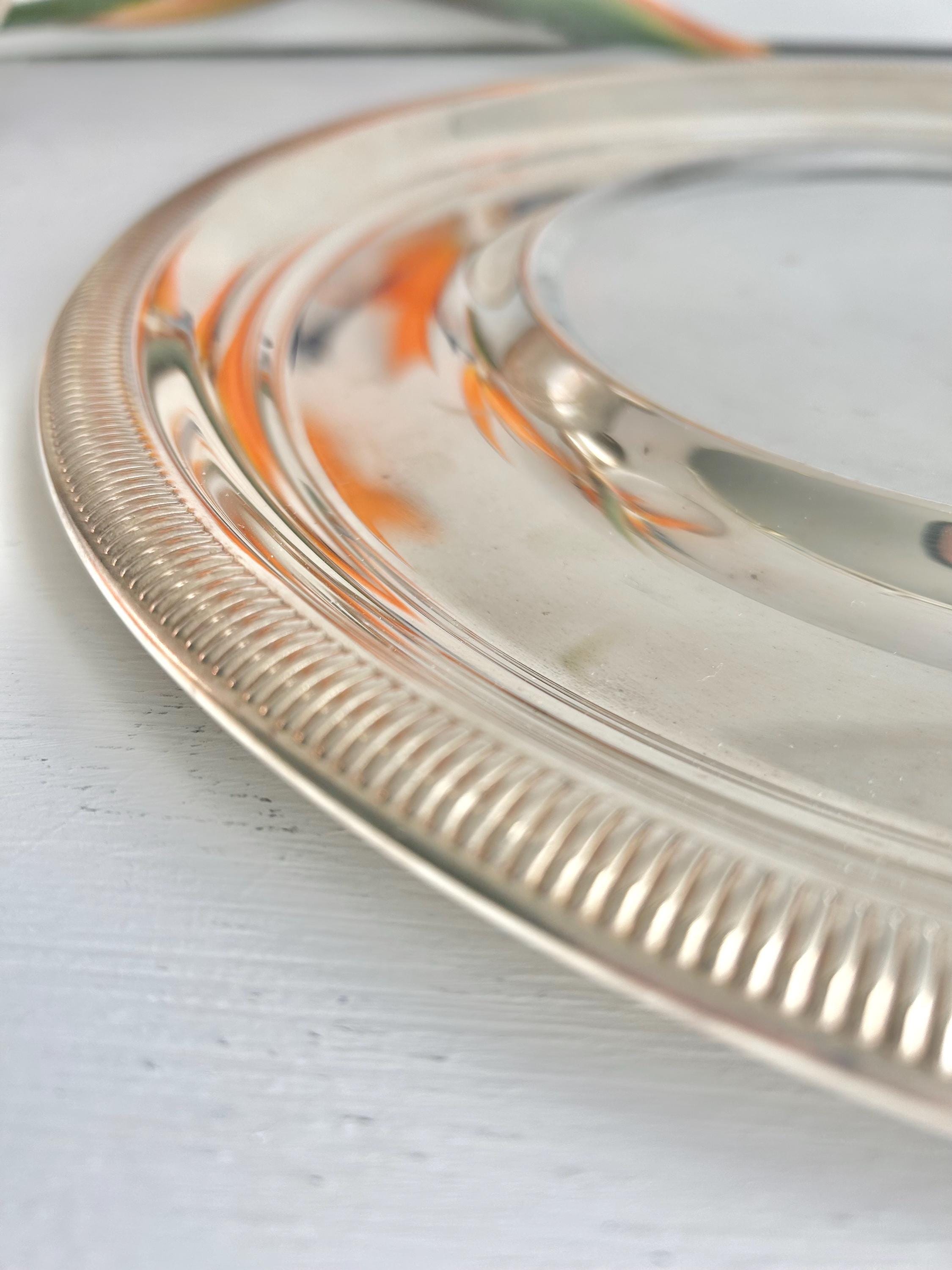 Vintage Gorham Silver-plated Newport 12" Underplate - Sleek Serving Platter with Gadroon Rim