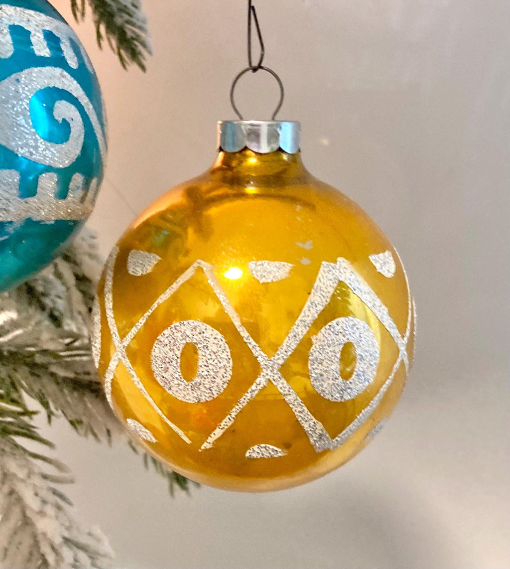 Vintage Mercury Glass Christmas Bulb – Glitter Stencil Ornaments