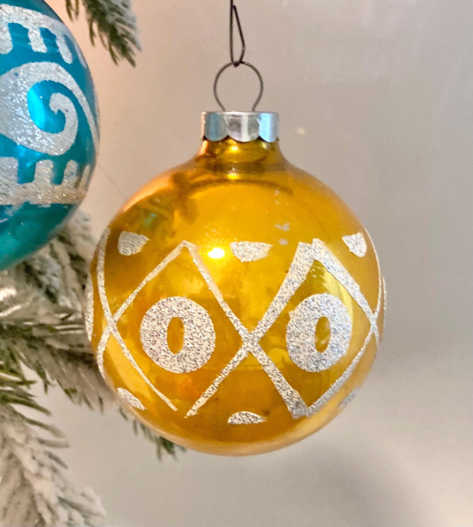 Vintage Mercury Glass Christmas Bulb – Glitter Stencil Ornaments