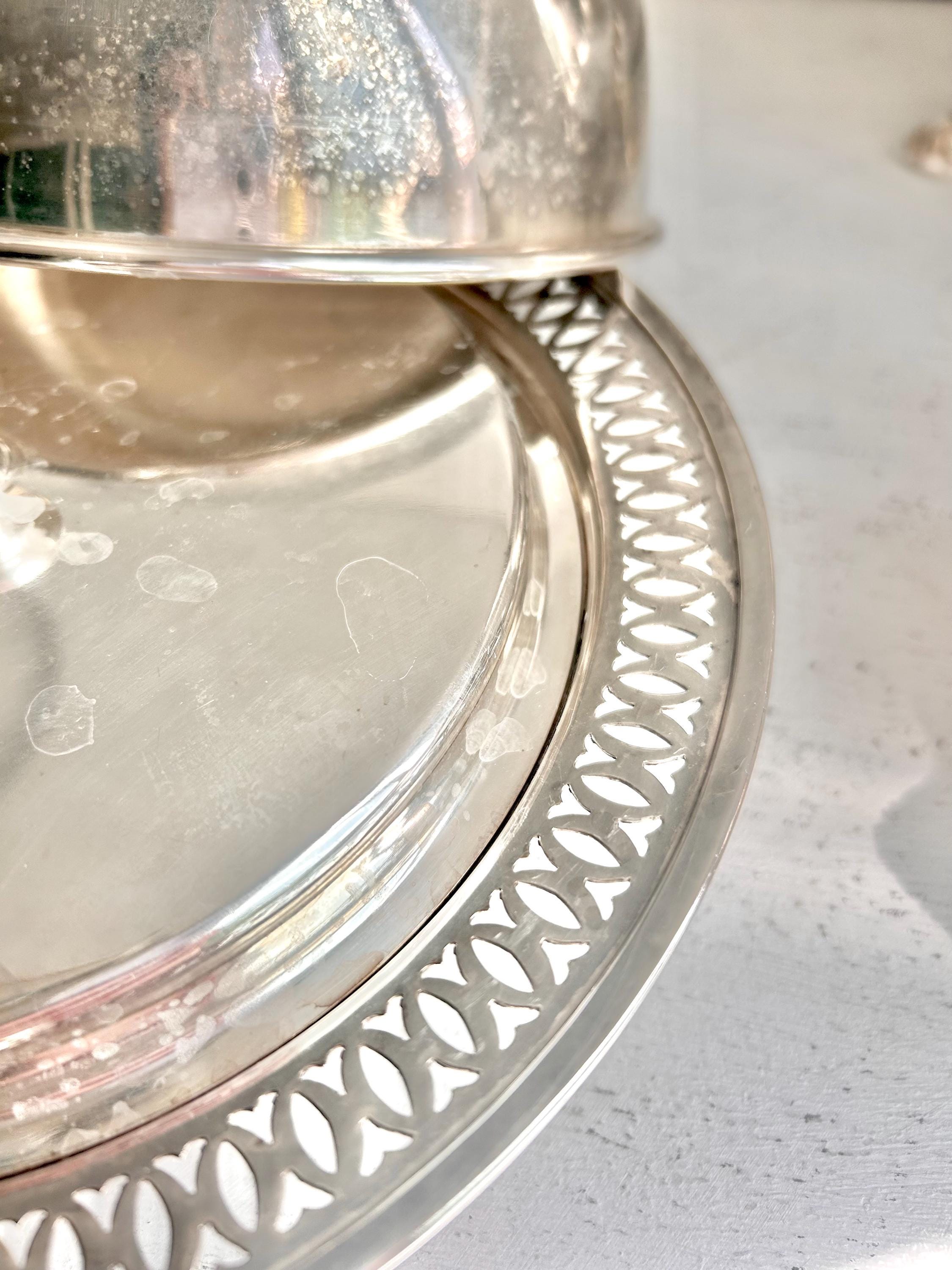 Vintage WMA Rogers Silver Plated Covered Dish: 3-Piece Condiment Server