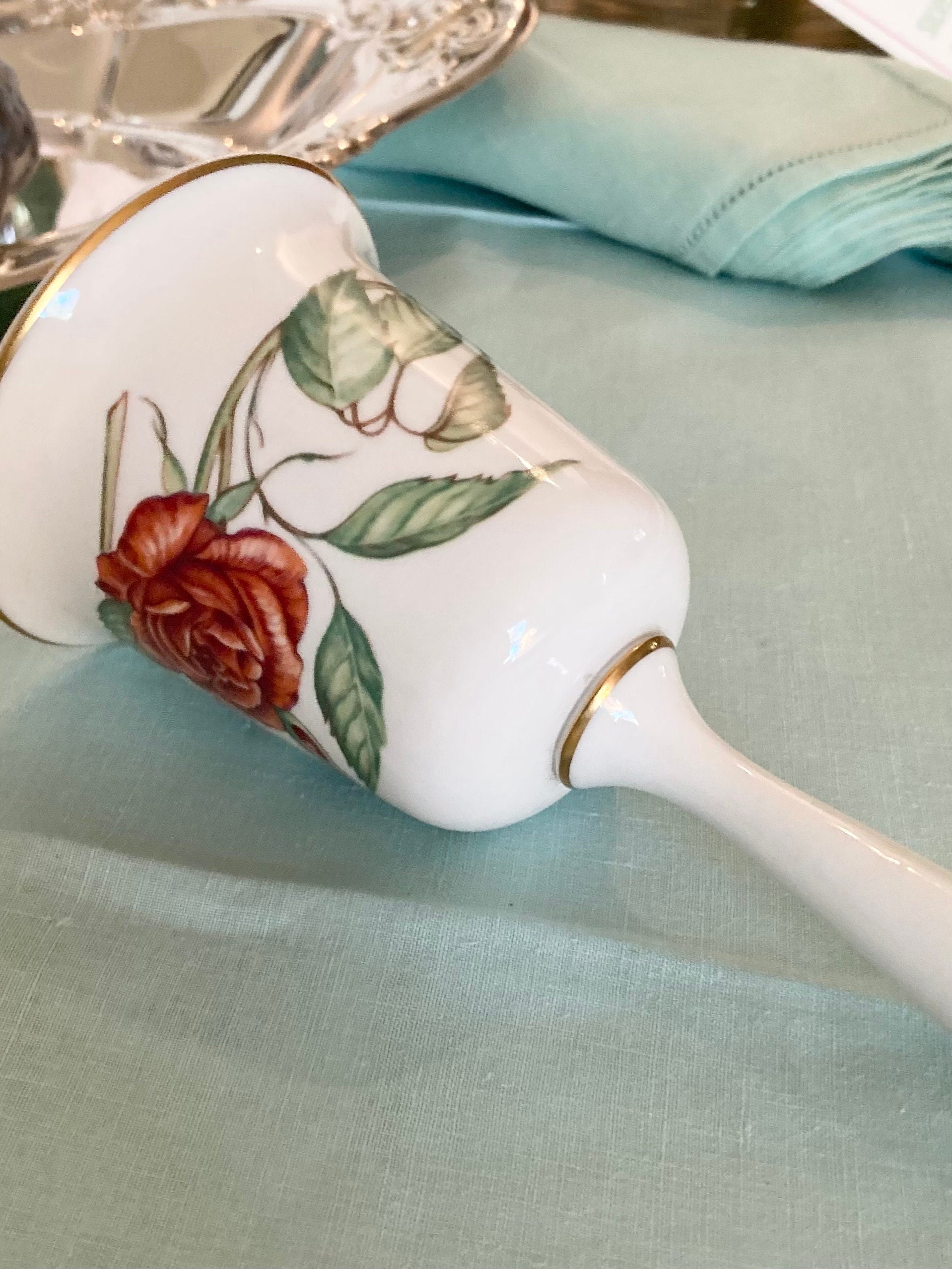 Vintage Fine Porcelain Bell - Mother's Day Roses + Bumblebees - 1980