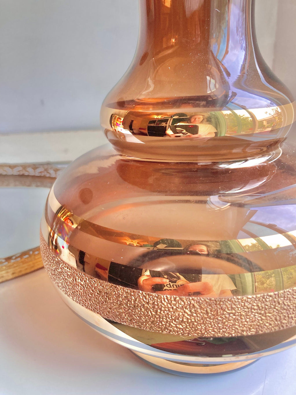 Vintage Bohemian Czech Amber and Brown Gilt Glass Vases - Choose from 2 styles
