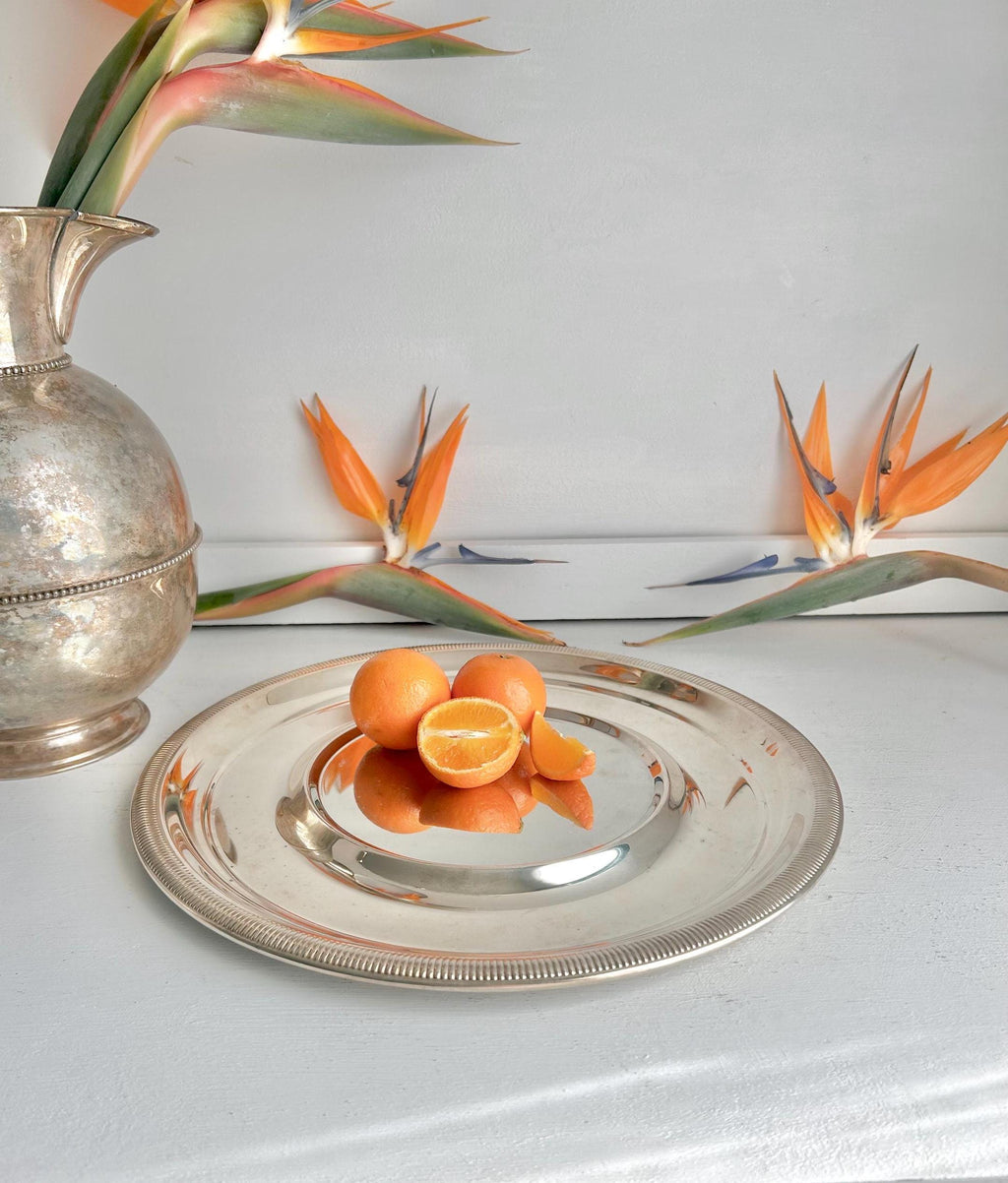 Vintage Gorham Silver-plated Newport 12" Underplate - Sleek Serving Platter with Gadroon Rim