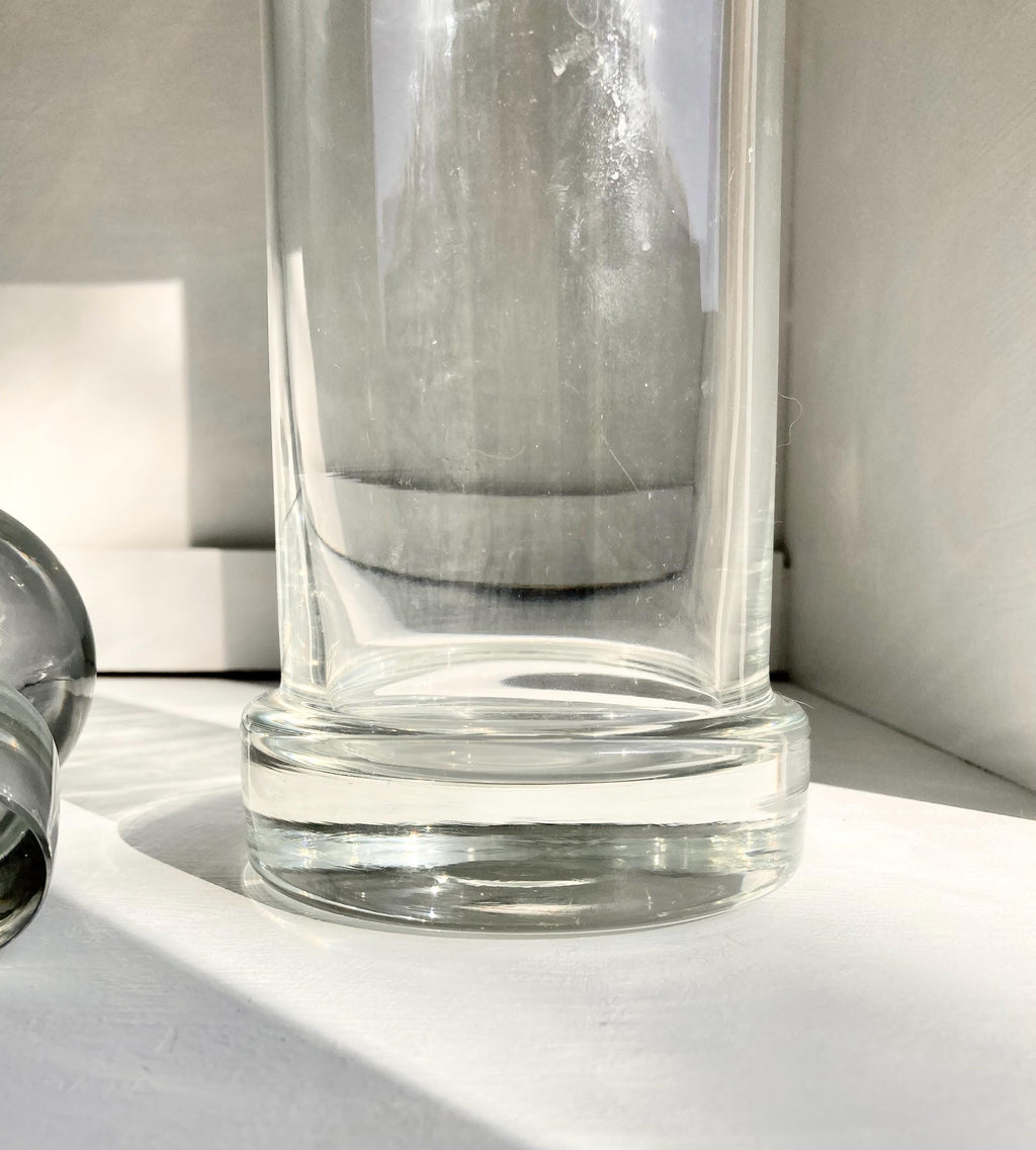 Vintage Blown Glass Decanter: Heavy Clear Glass Stopper, 32 oz