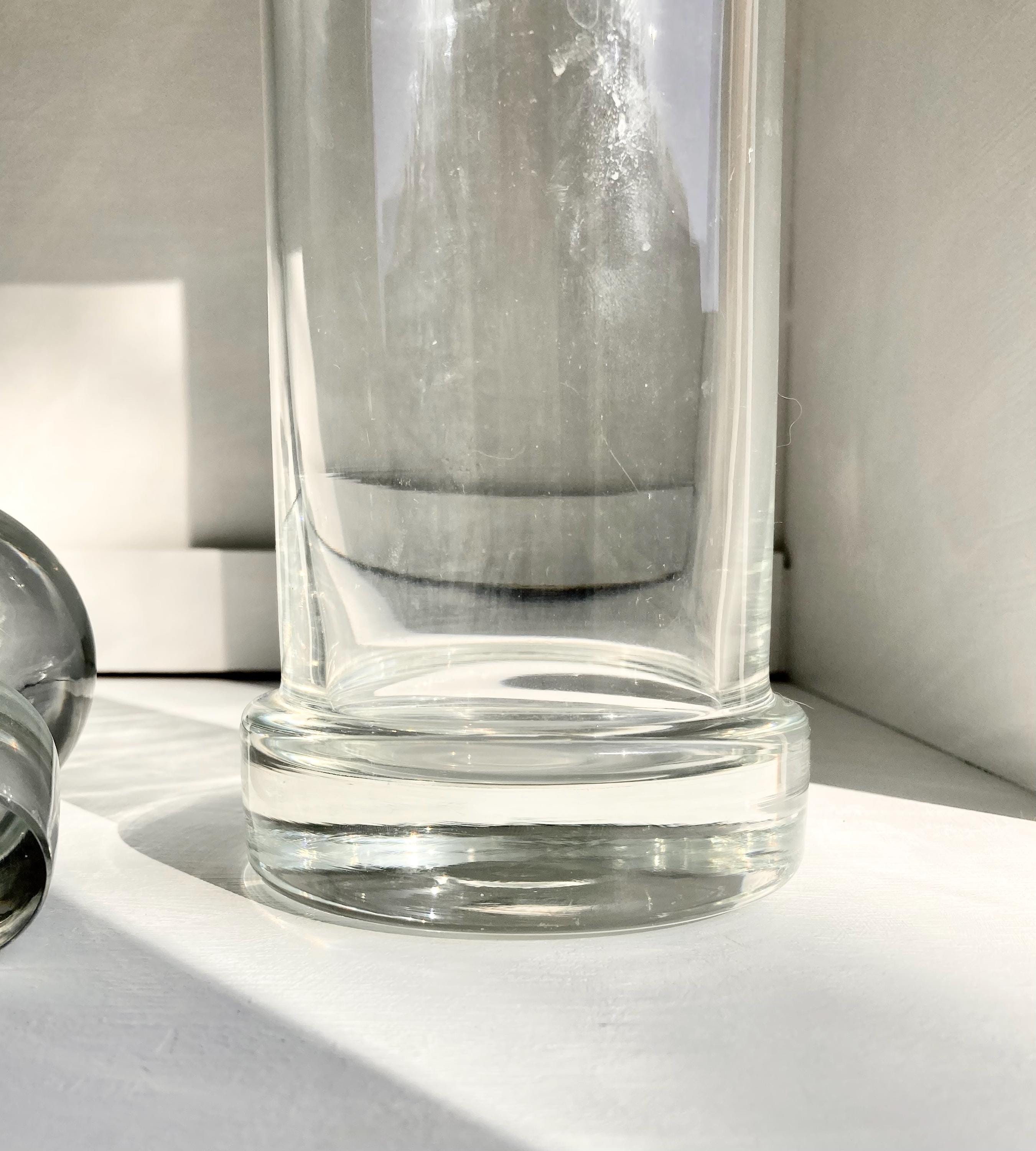 Vintage Blown Glass Decanter: Heavy Clear Glass Stopper, 32 oz