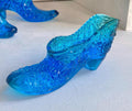 Vintage Blue Glass Slippers: Fenton, LE Smith, Hobnail, Daisy Button