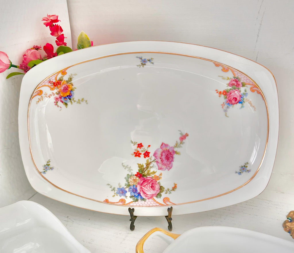 Vintage EPIAG Czechoslovakia Fine China Transferware - 4 Piece Serving Set - Bridal Rose Pattern