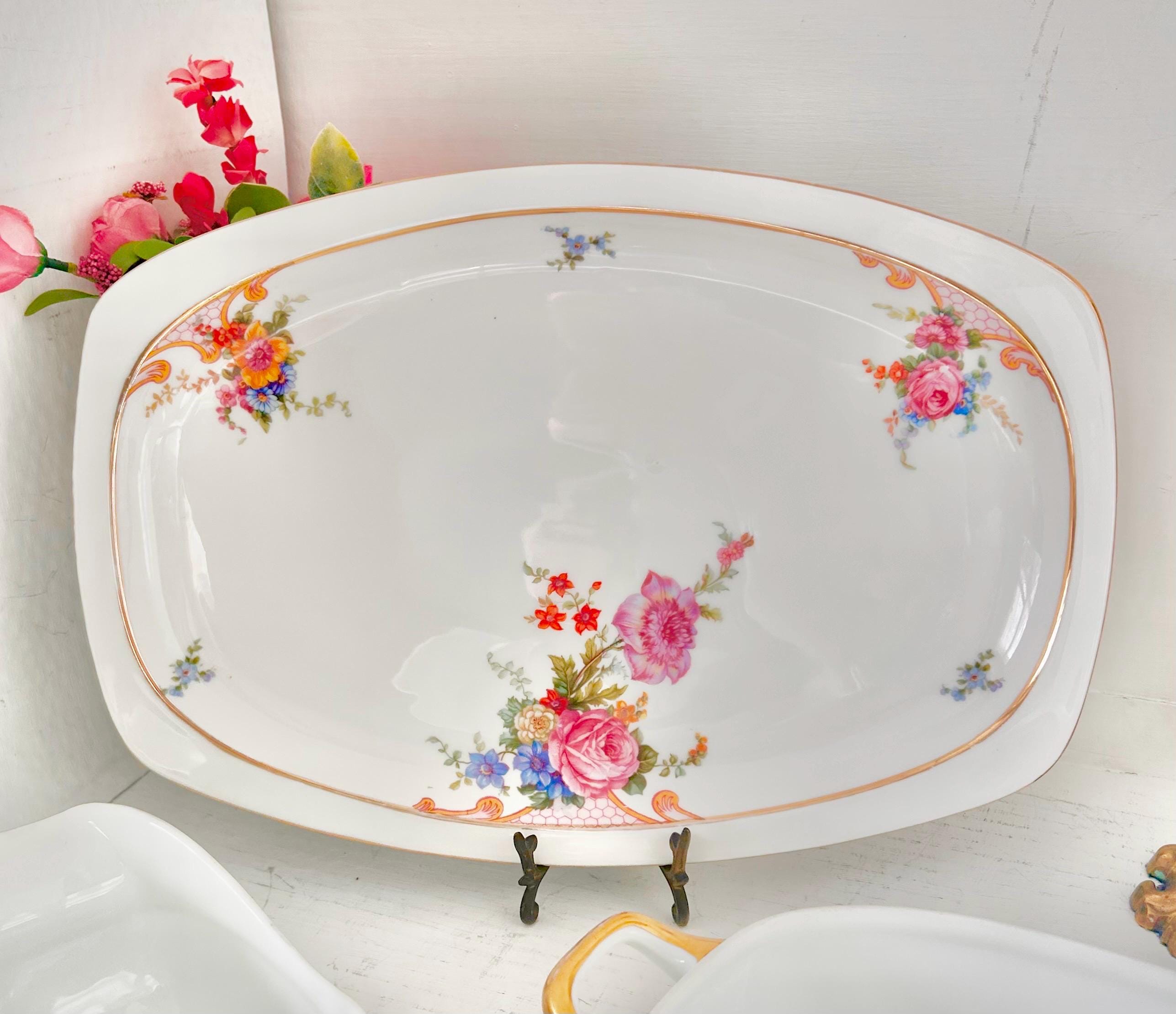 Vintage EPIAG Czechoslovakia Fine China Transferware - 4 Piece Serving Set - Bridal Rose Pattern