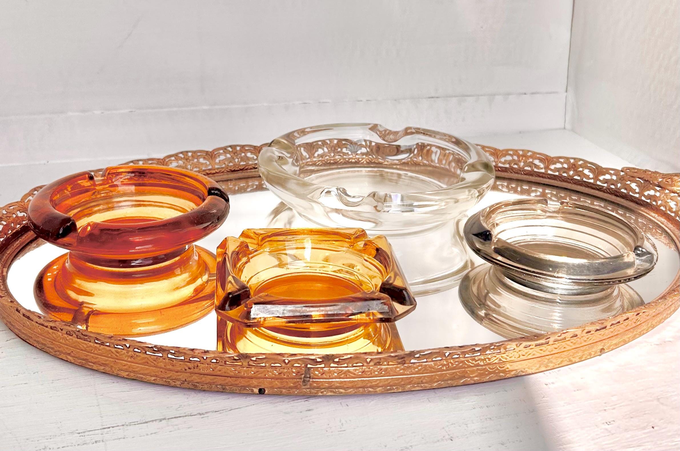 Vintage Glass Ashtrays - Choose from Amber, Clear, Smoke Glass - Collectible Mid Century Tobacciana
