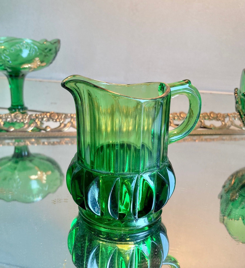 Antique EAPG Emerald and Gold Trim Glassware: Choose from 4