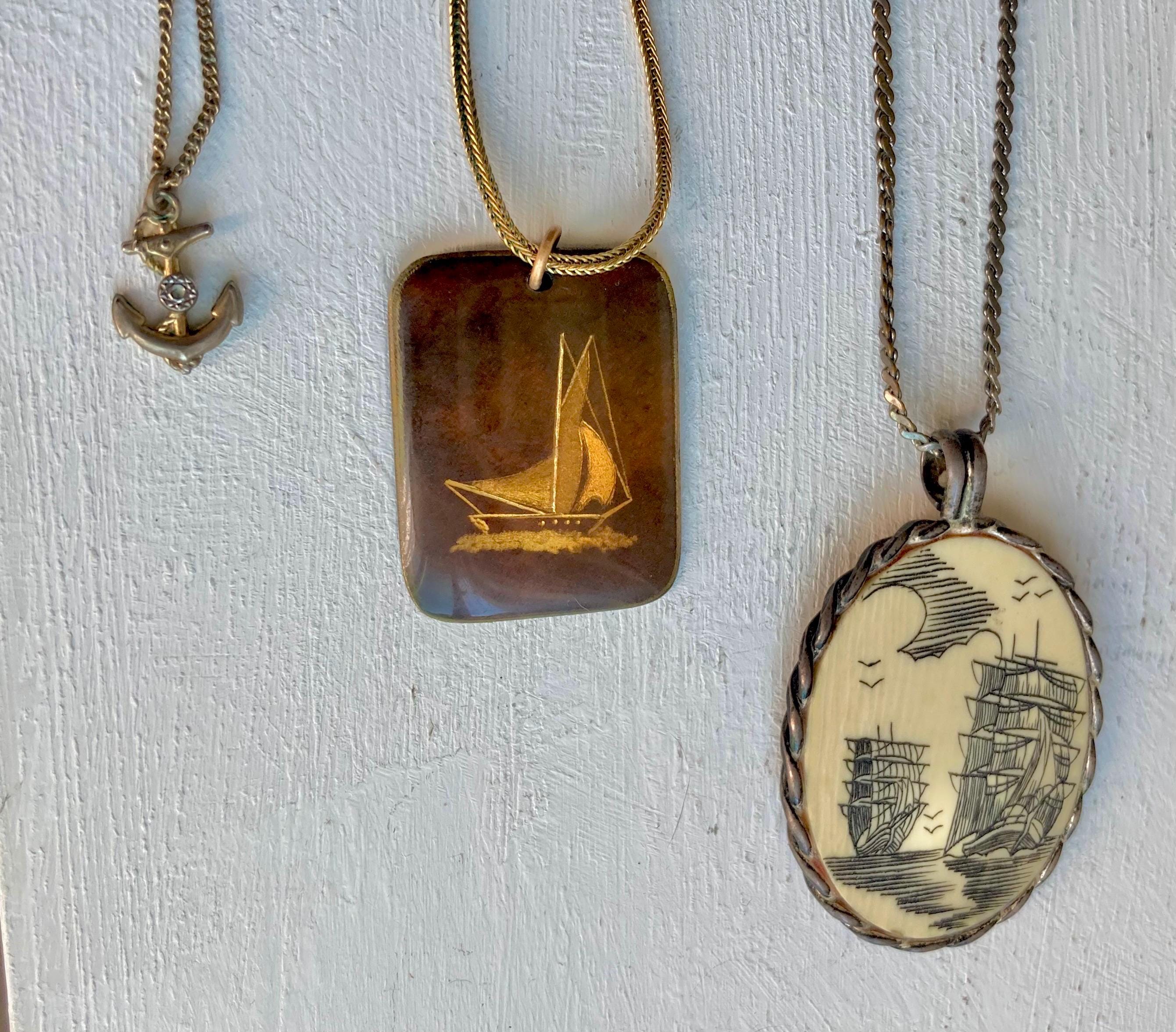 Vintage Nautical Themed Pendant Necklaces: Choose from three