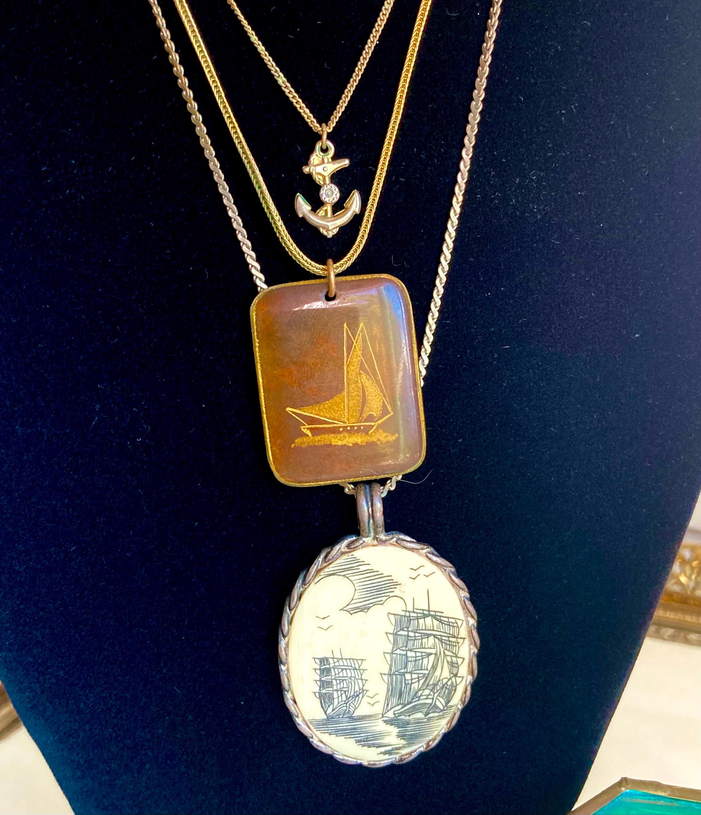 Vintage Nautical Themed Pendant Necklaces: Choose from three